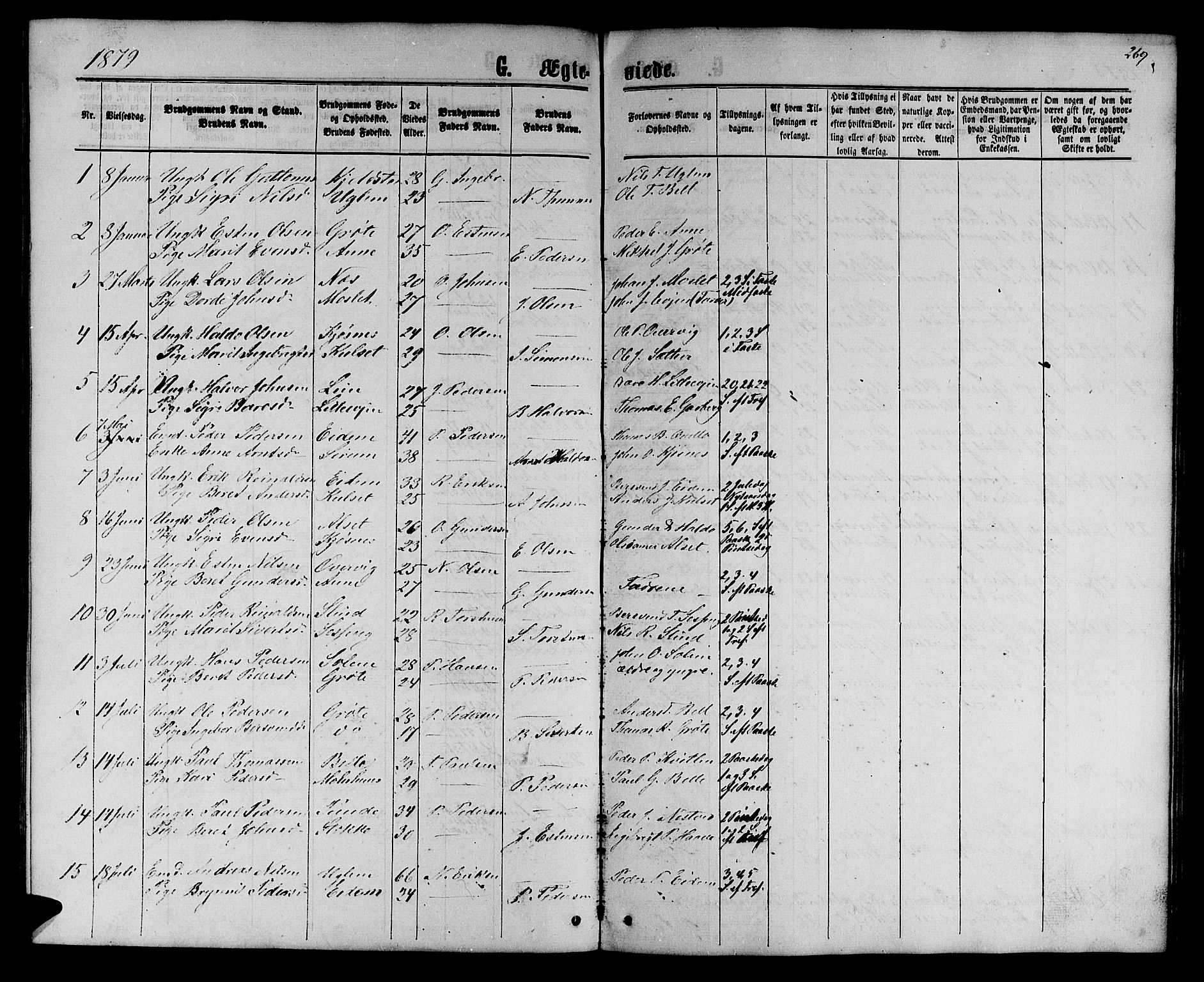 Ministerialprotokoller, klokkerbøker og fødselsregistre - Sør-Trøndelag, SAT/A-1456/695/L1156: Parish register (copy) no. 695C07, 1869-1888, p. 269