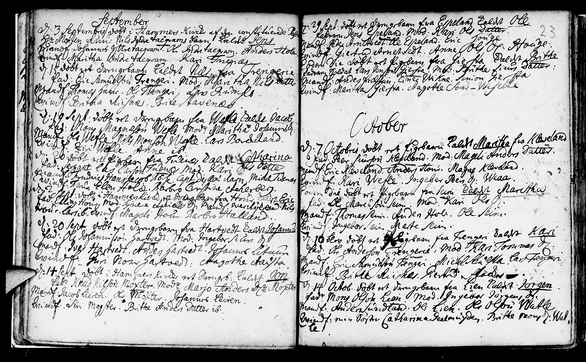 Haus sokneprestembete, SAB/A-75601/H/Haa: Parish register (official) no. A 5, 1733-1747, p. 23