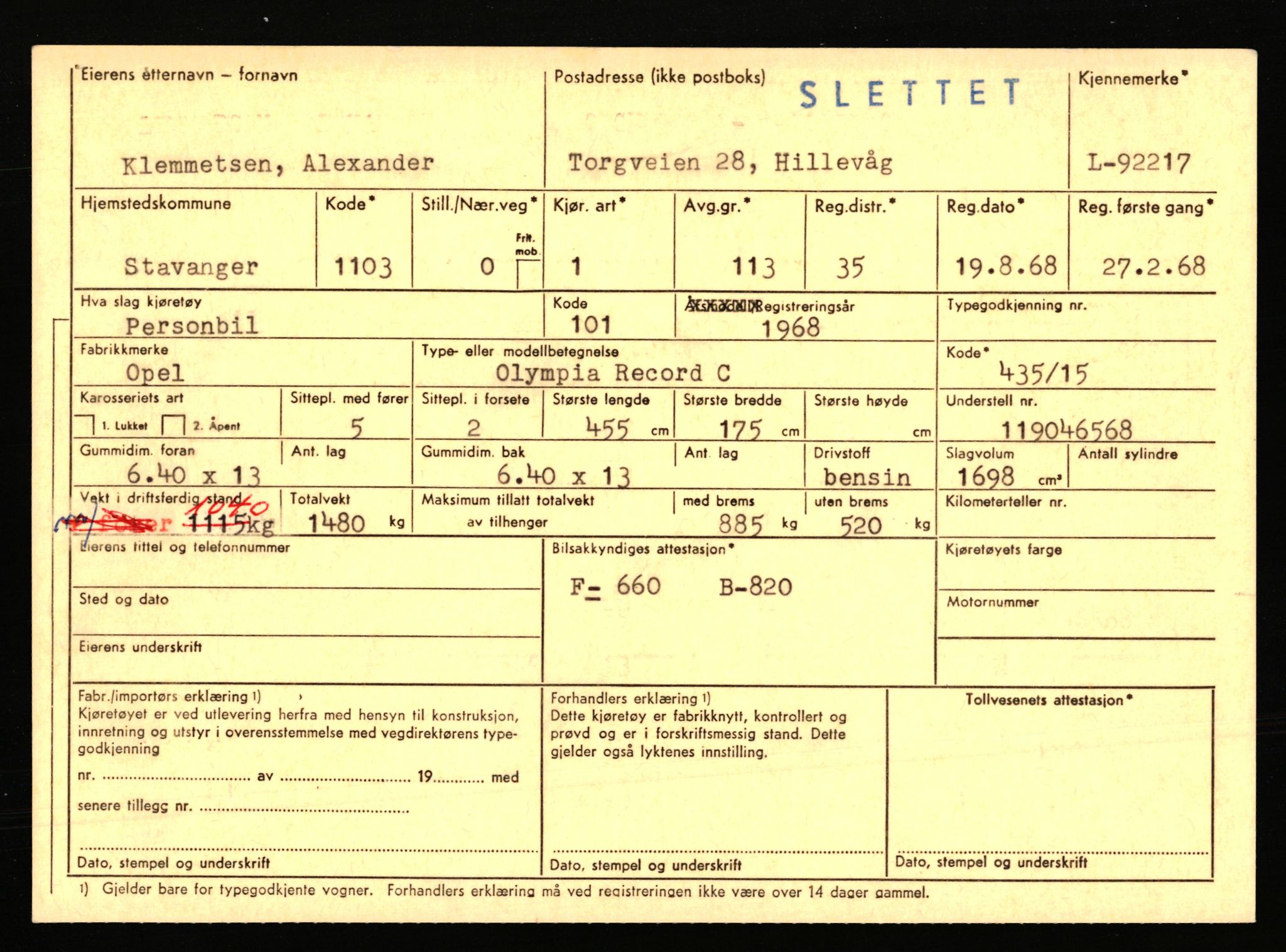 Stavanger trafikkstasjon, AV/SAST-A-101942/0/F/L0075: L-88800 - L-92499, 1930-1971, p. 2236