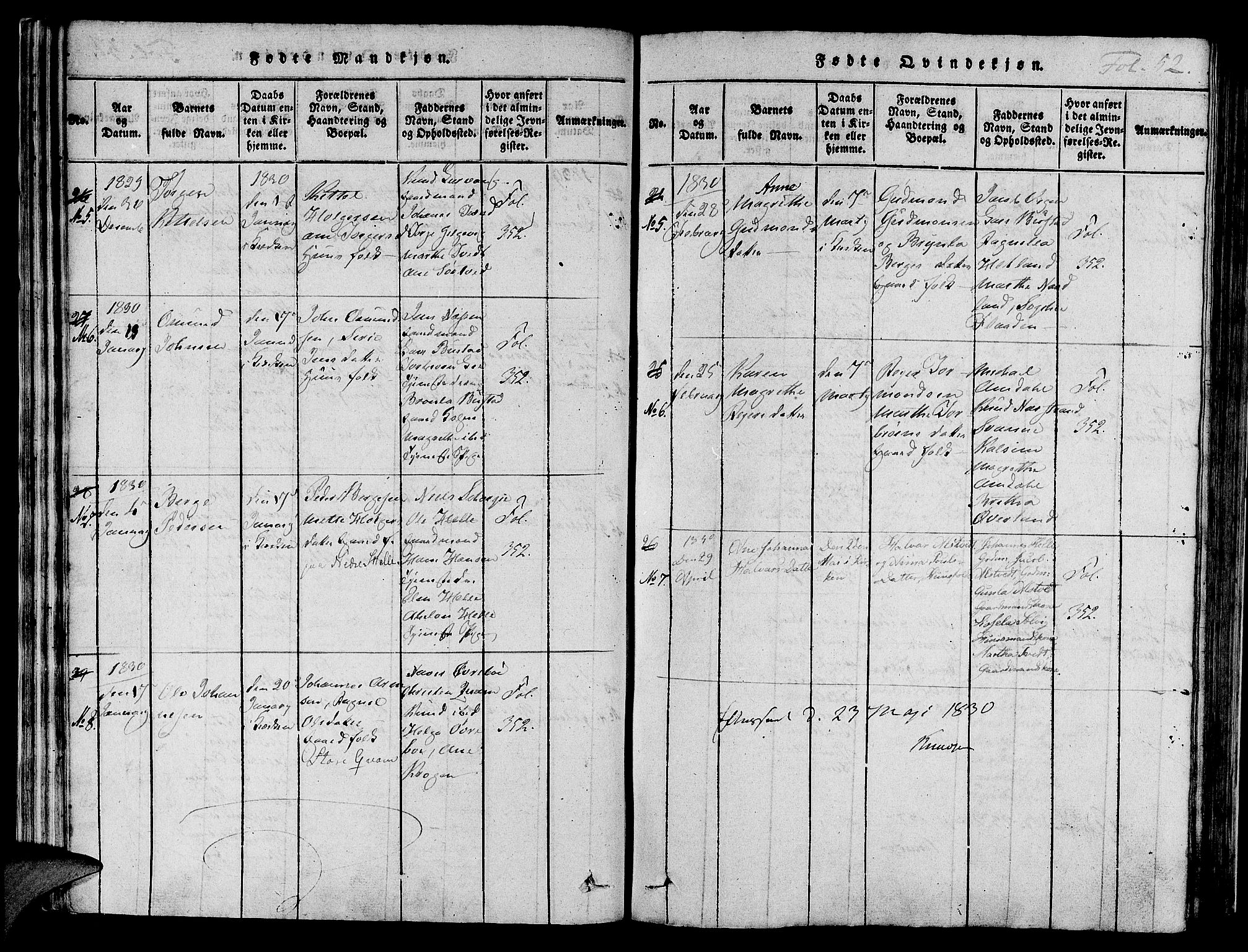 Nedstrand sokneprestkontor, AV/SAST-A-101841/01/IV: Parish register (official) no. A 6, 1816-1838, p. 52