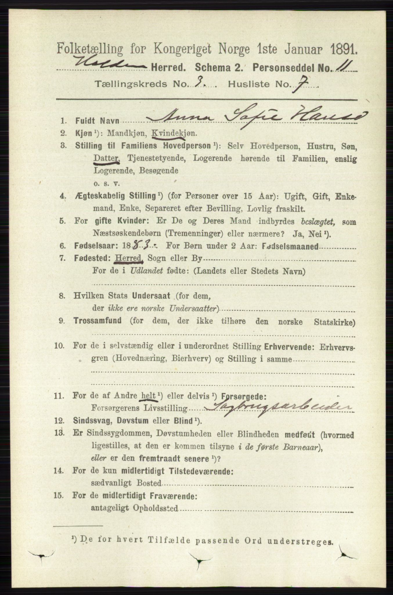 RA, 1891 census for 0819 Holla, 1891, p. 1416