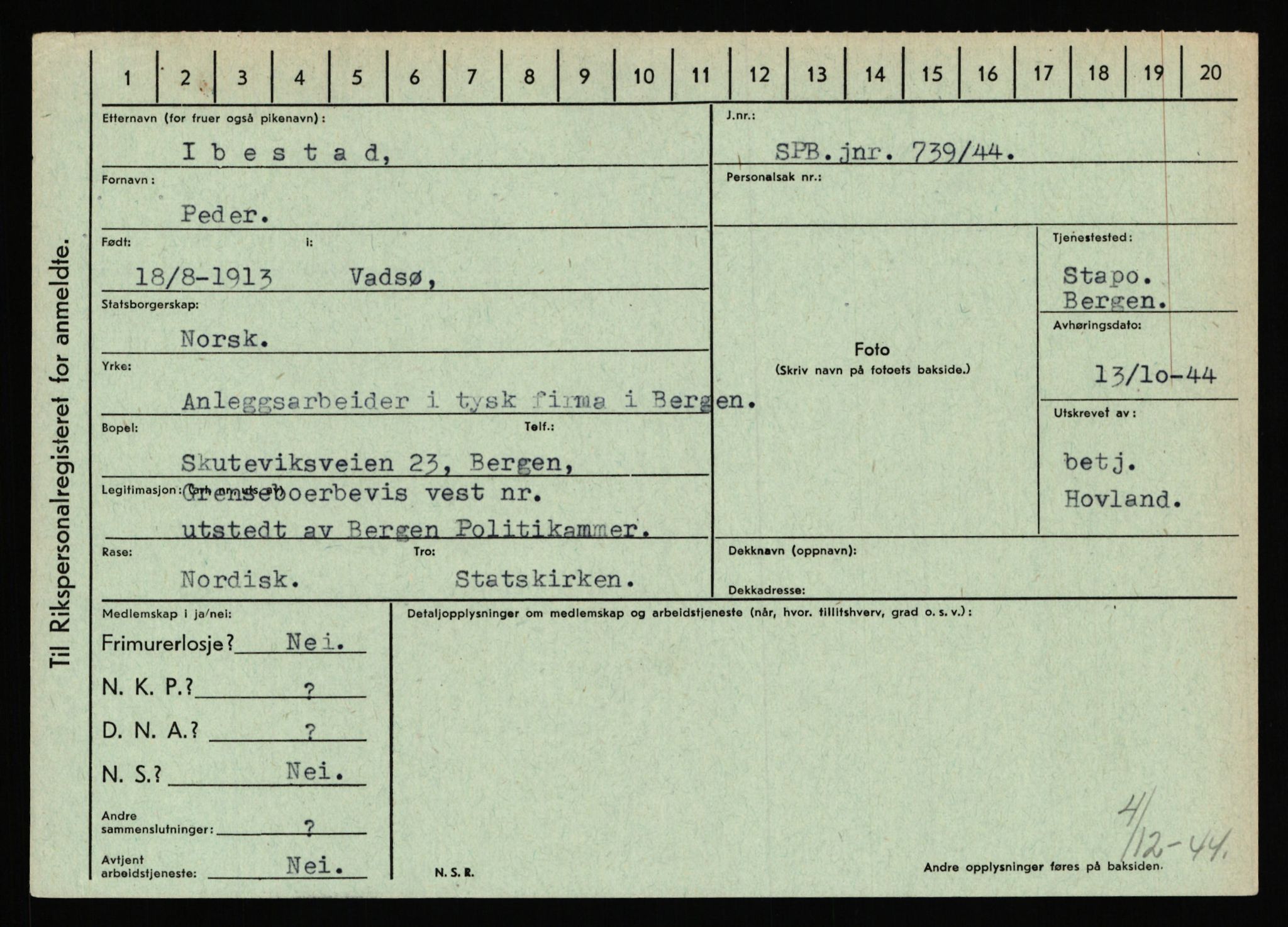 Statspolitiet - Hovedkontoret / Osloavdelingen, AV/RA-S-1329/C/Ca/L0007: Hol - Joelsen, 1943-1945, p. 2034