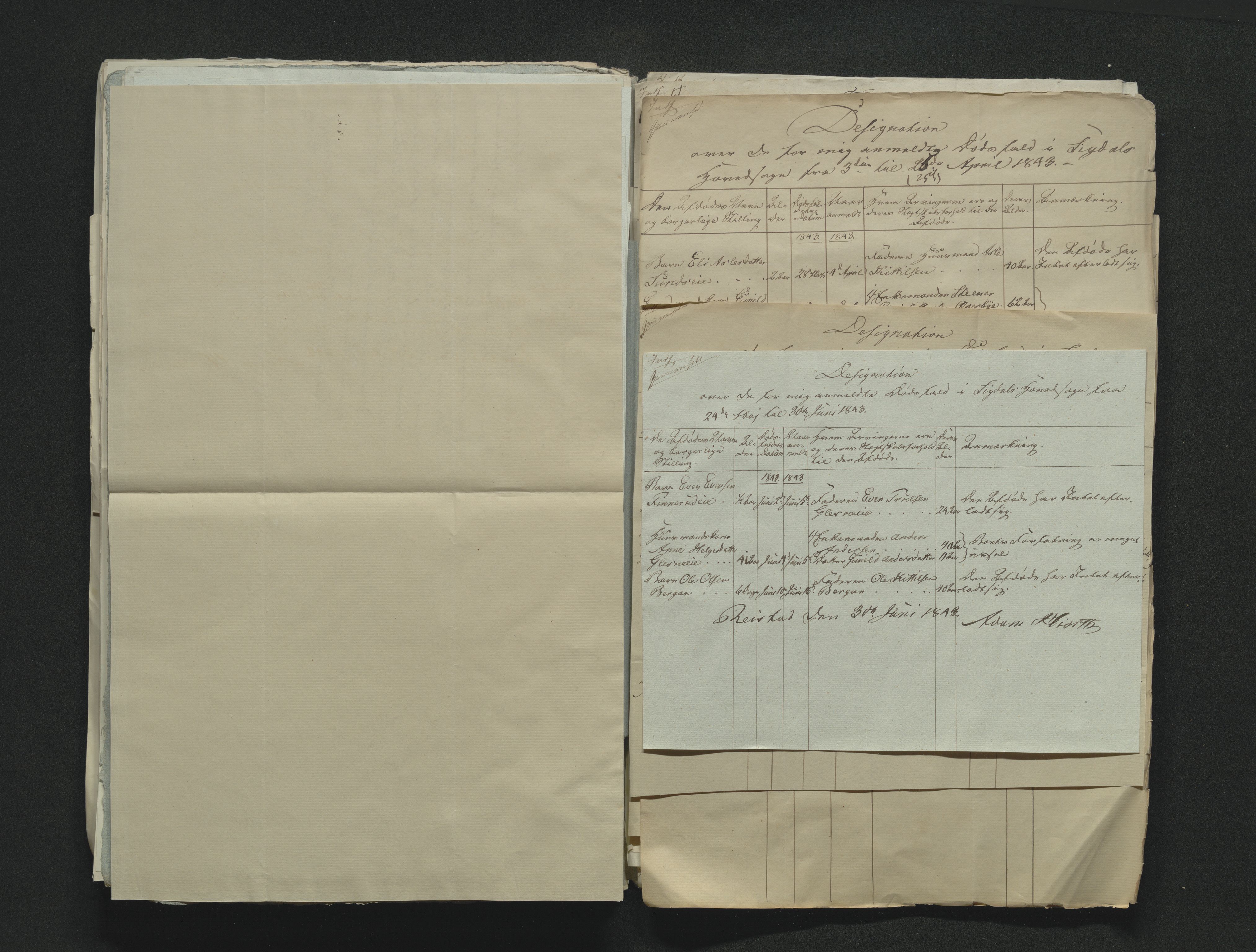 Eiker, Modum og Sigdal sorenskriveri, AV/SAKO-A-123/H/Ha/Hab/L0006: Dødsfallsmeldinger, 1841-1845
