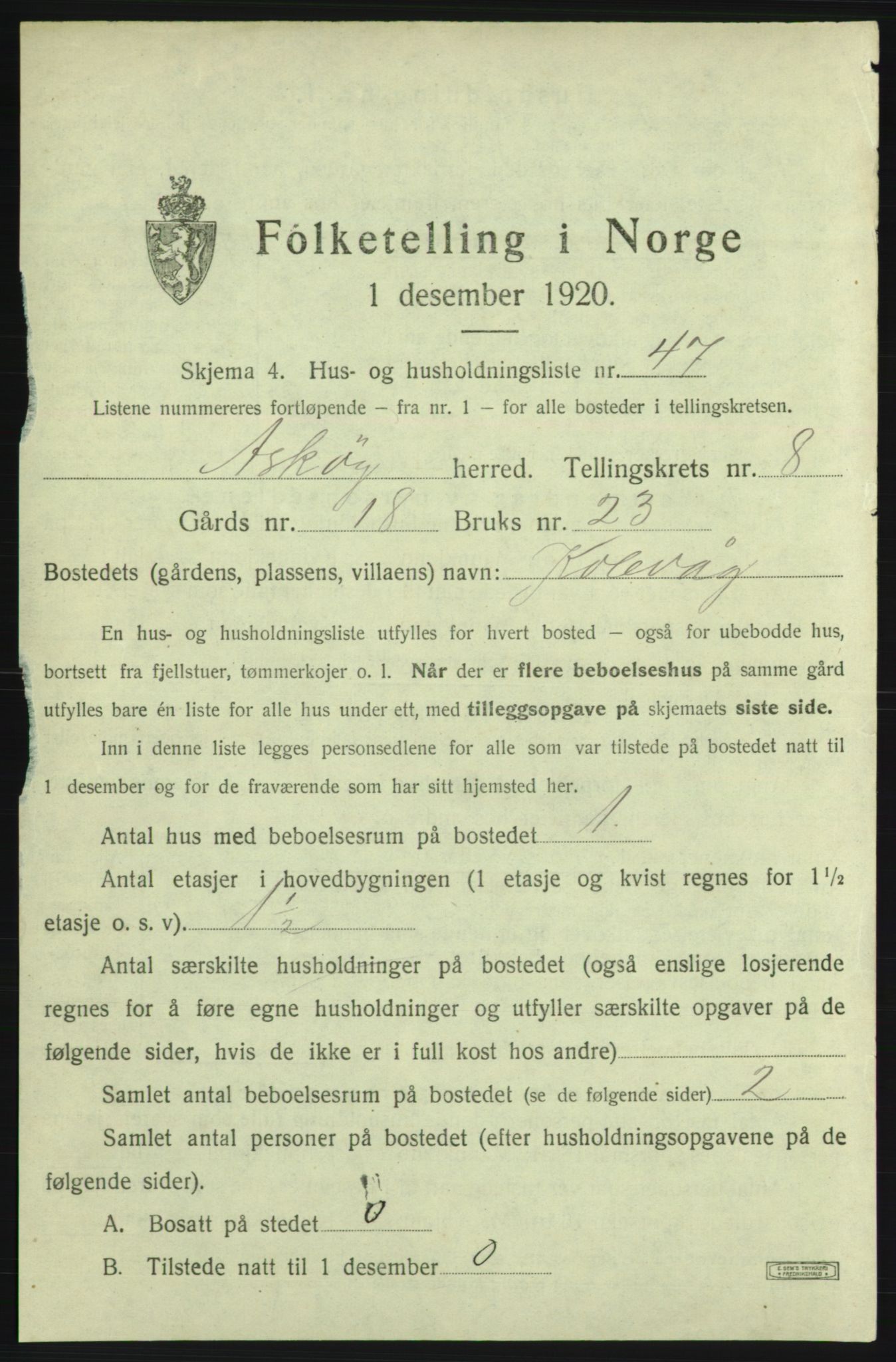 SAB, 1920 census for Askøy, 1920, p. 3187