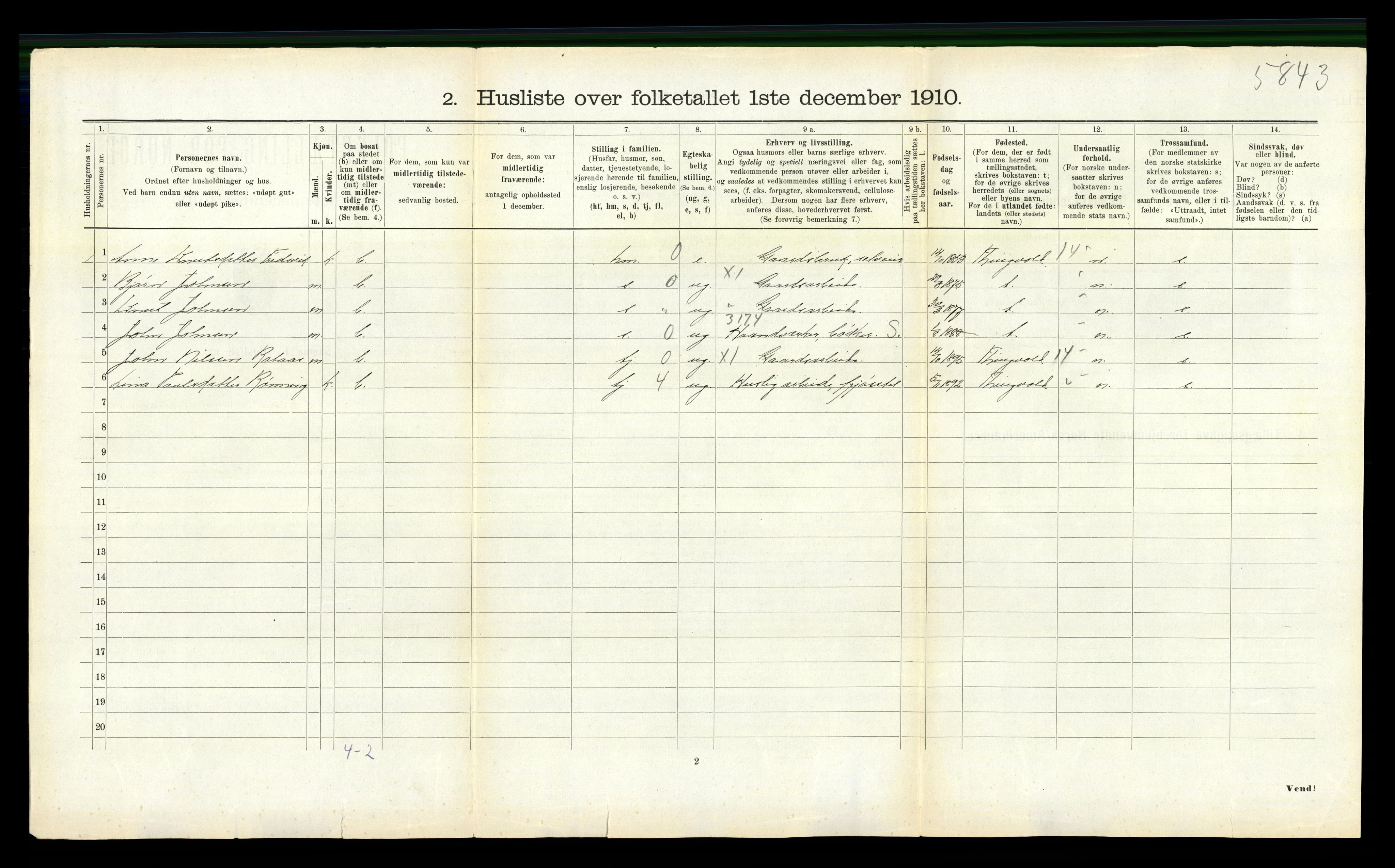 RA, 1910 census for Nesset, 1910, p. 494