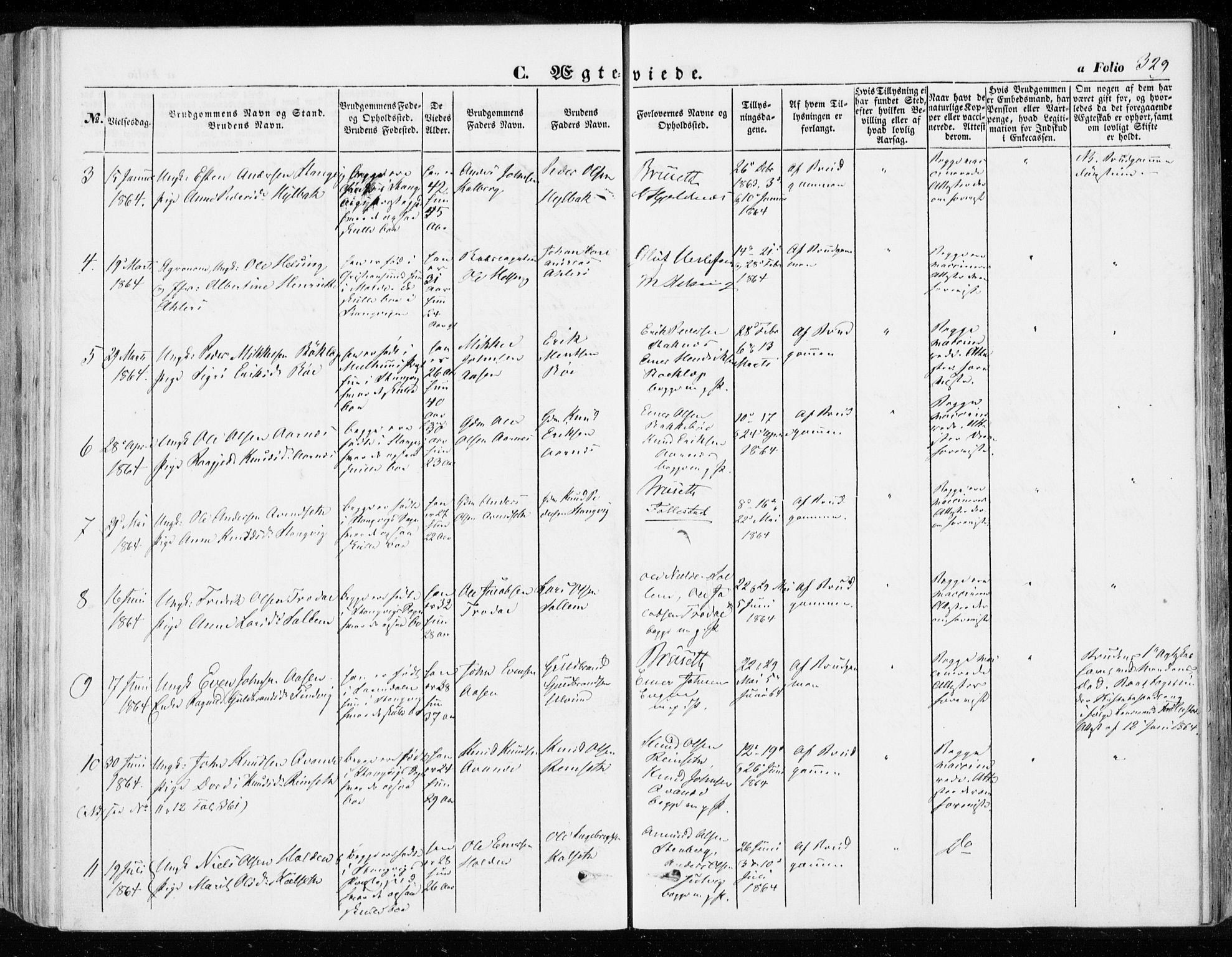 Ministerialprotokoller, klokkerbøker og fødselsregistre - Møre og Romsdal, SAT/A-1454/592/L1026: Parish register (official) no. 592A04, 1849-1867, p. 329