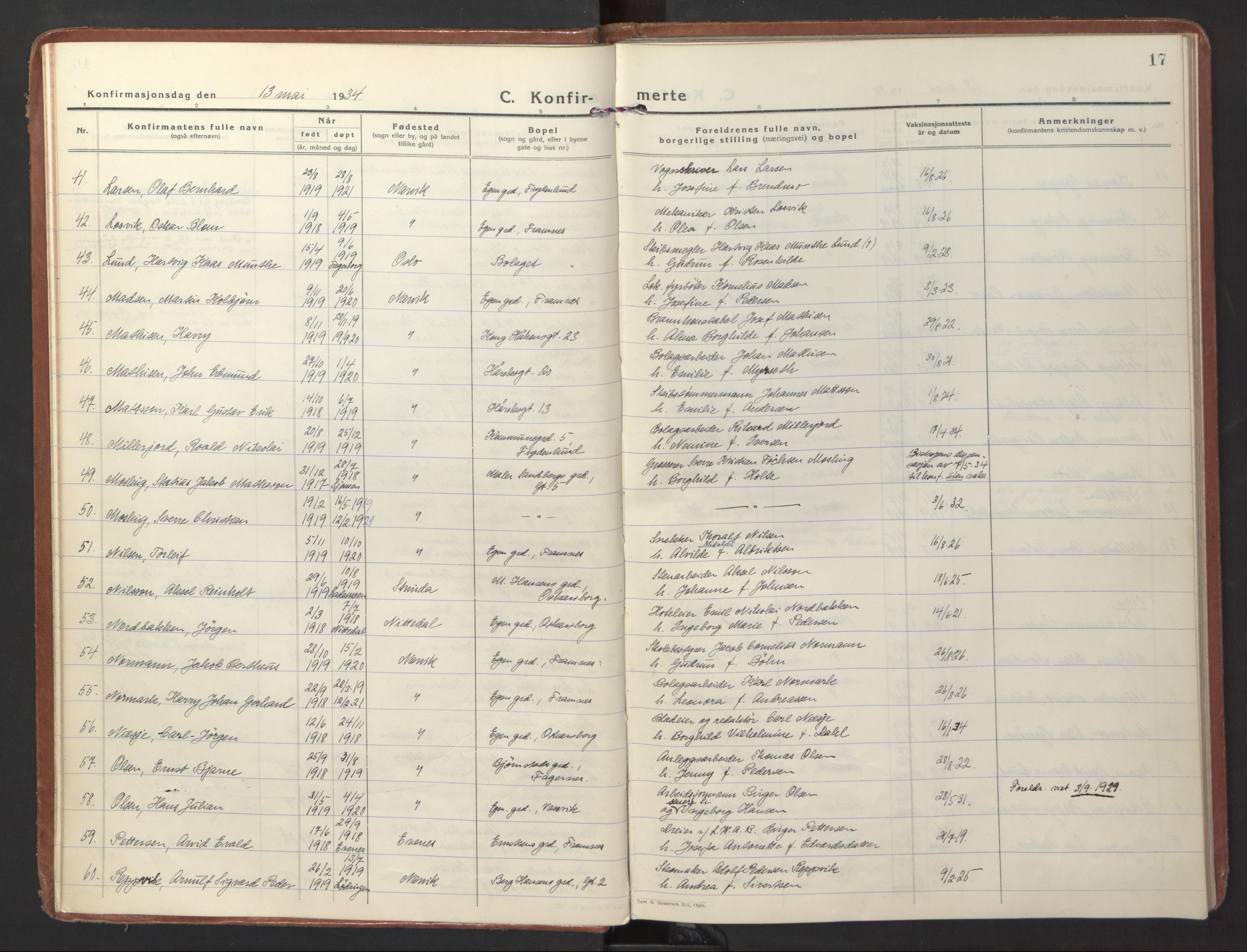 Ministerialprotokoller, klokkerbøker og fødselsregistre - Nordland, AV/SAT-A-1459/871/L1007: Parish register (official) no. 871A23, 1932-1942, p. 17