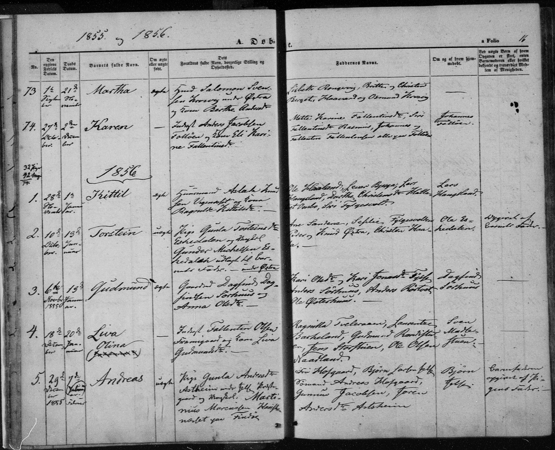 Jelsa sokneprestkontor, AV/SAST-A-101842/01/IV: Parish register (official) no. A 7, 1854-1866, p. 16