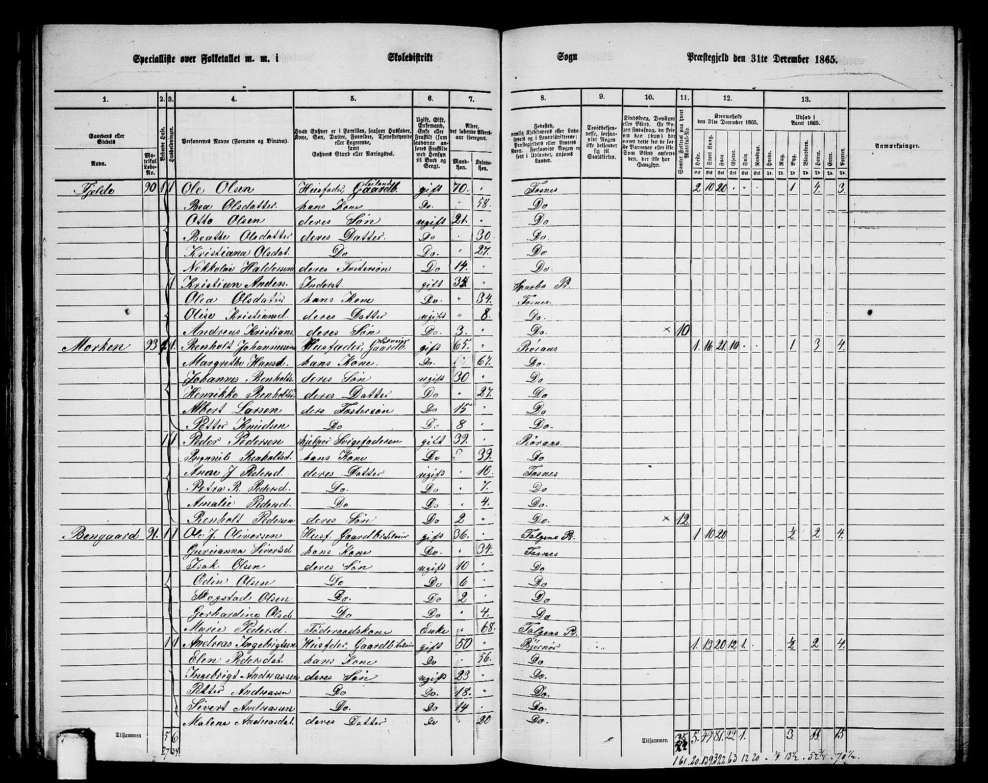 RA, 1865 census for Fosnes, 1865, p. 66