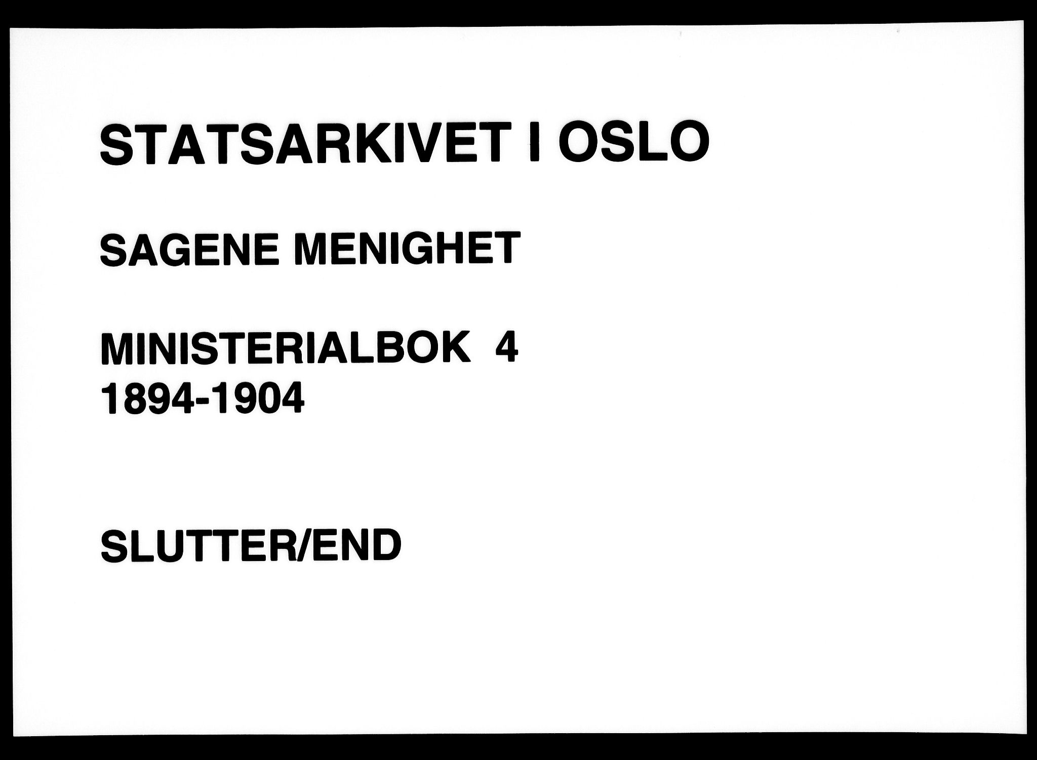 Sagene prestekontor Kirkebøker, SAO/A-10796/F/L0004: Parish register (official) no. 4, 1894-1904