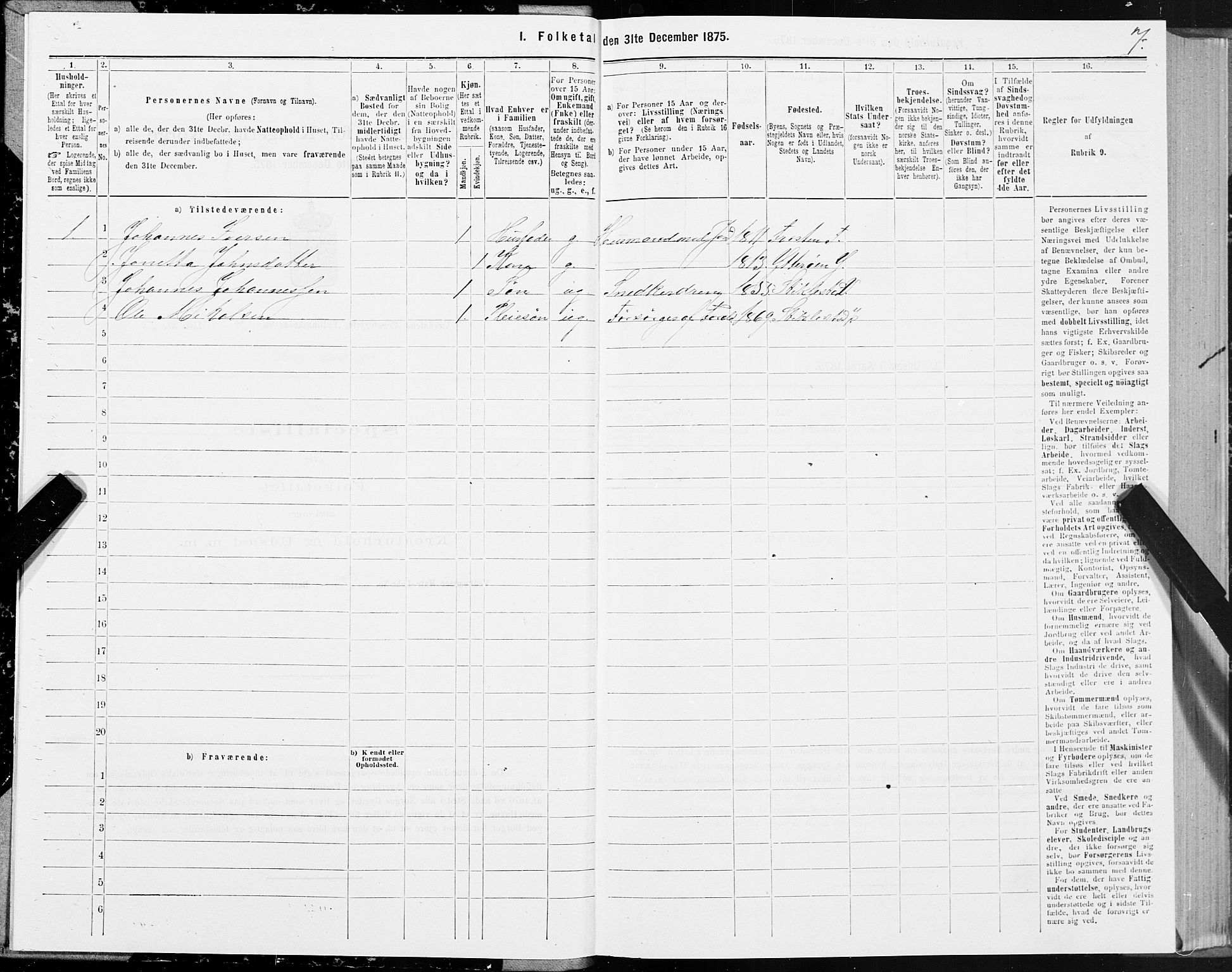 SAT, 1875 census for 1721P Verdal, 1875, p. 3007