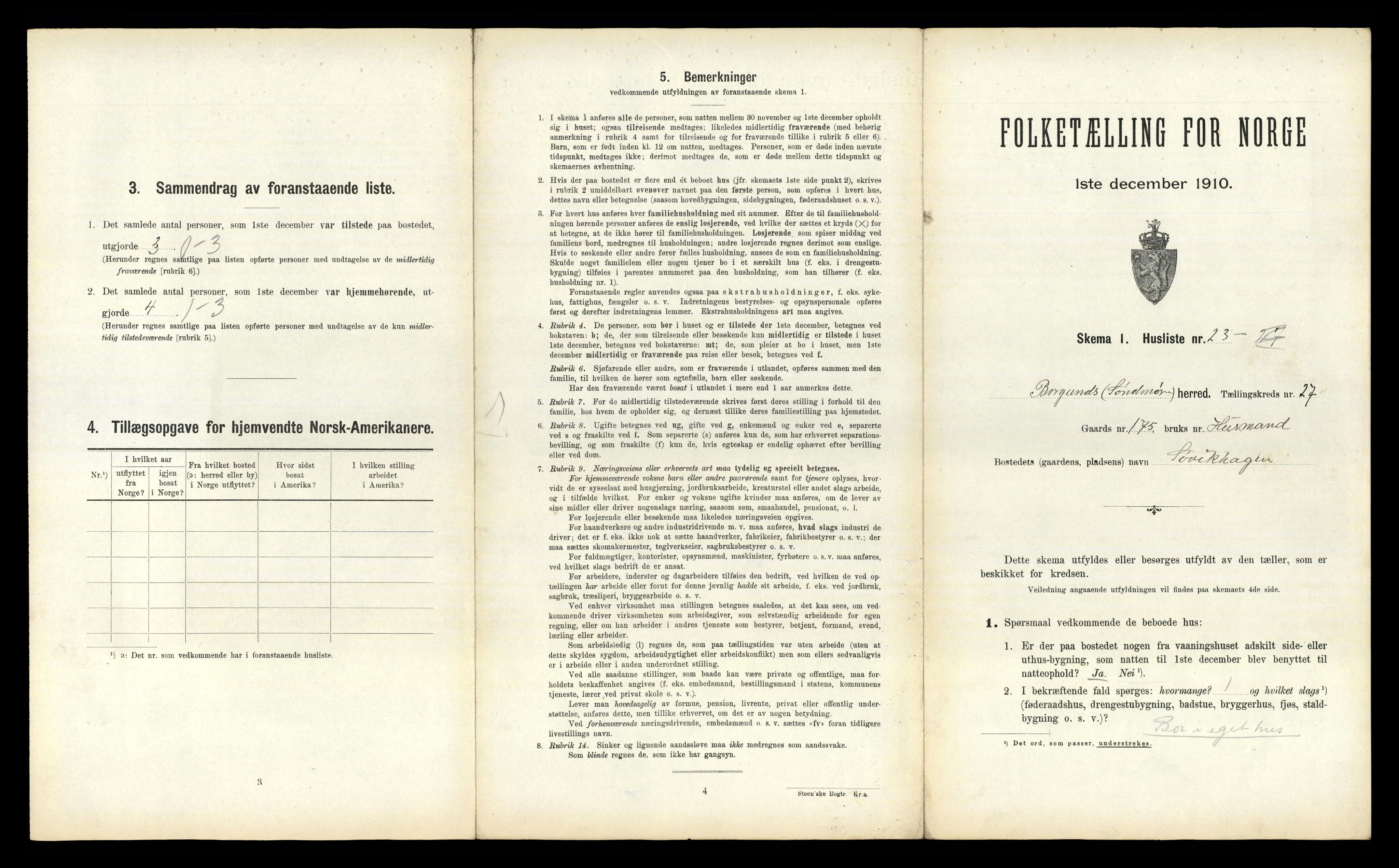 RA, 1910 census for Borgund, 1910, p. 1909