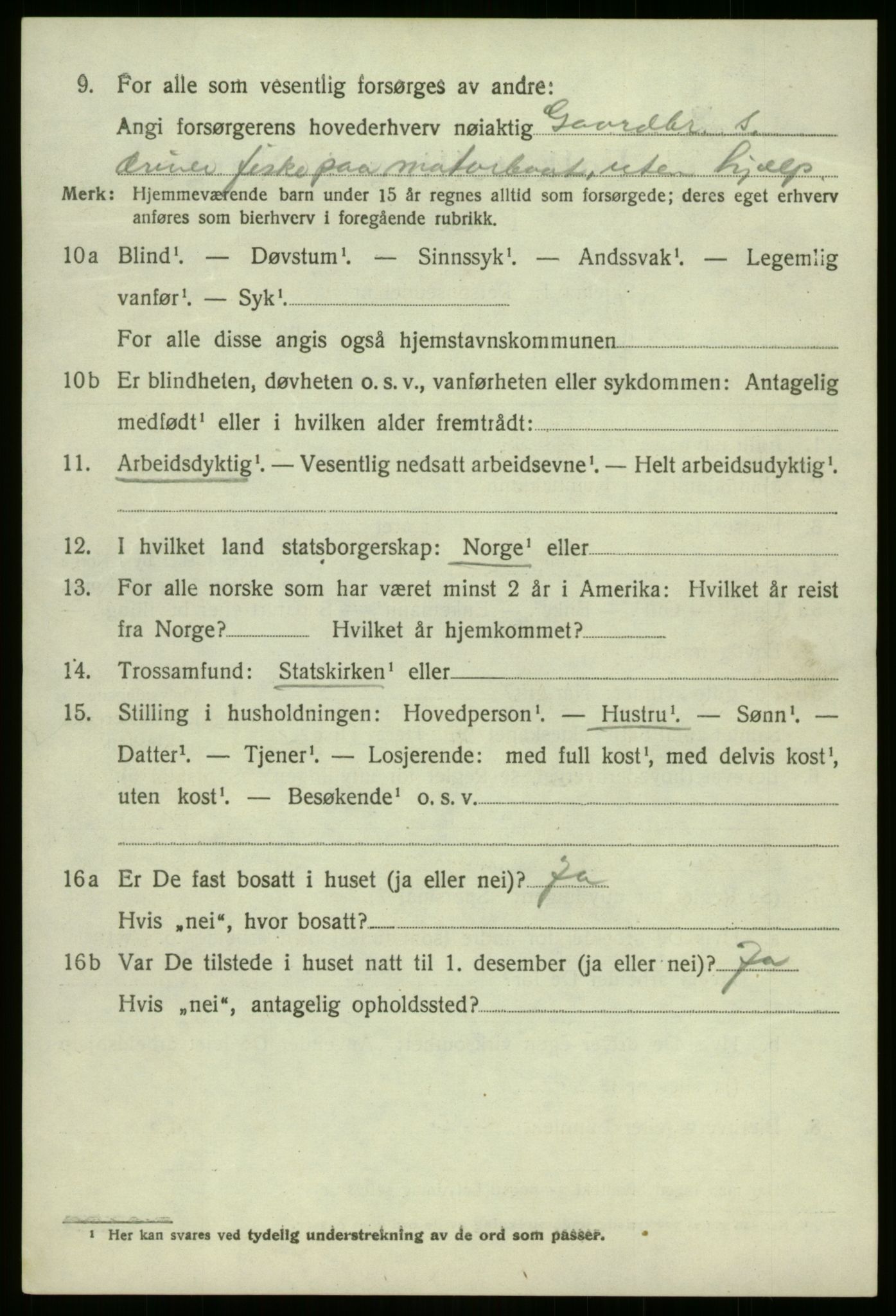 SAB, 1920 census for Selje, 1920, p. 4310