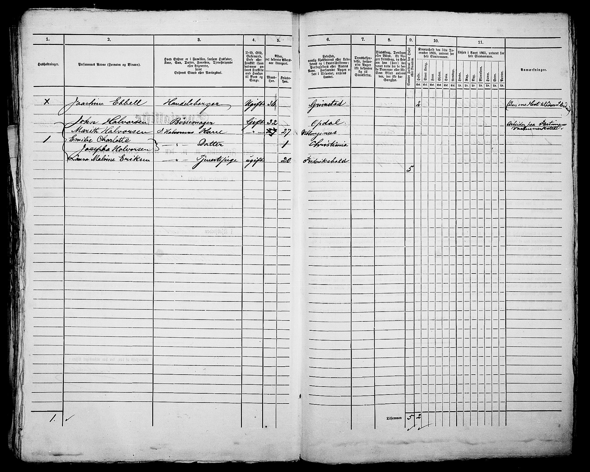 RA, 1865 census for Kristiania, 1865, p. 522