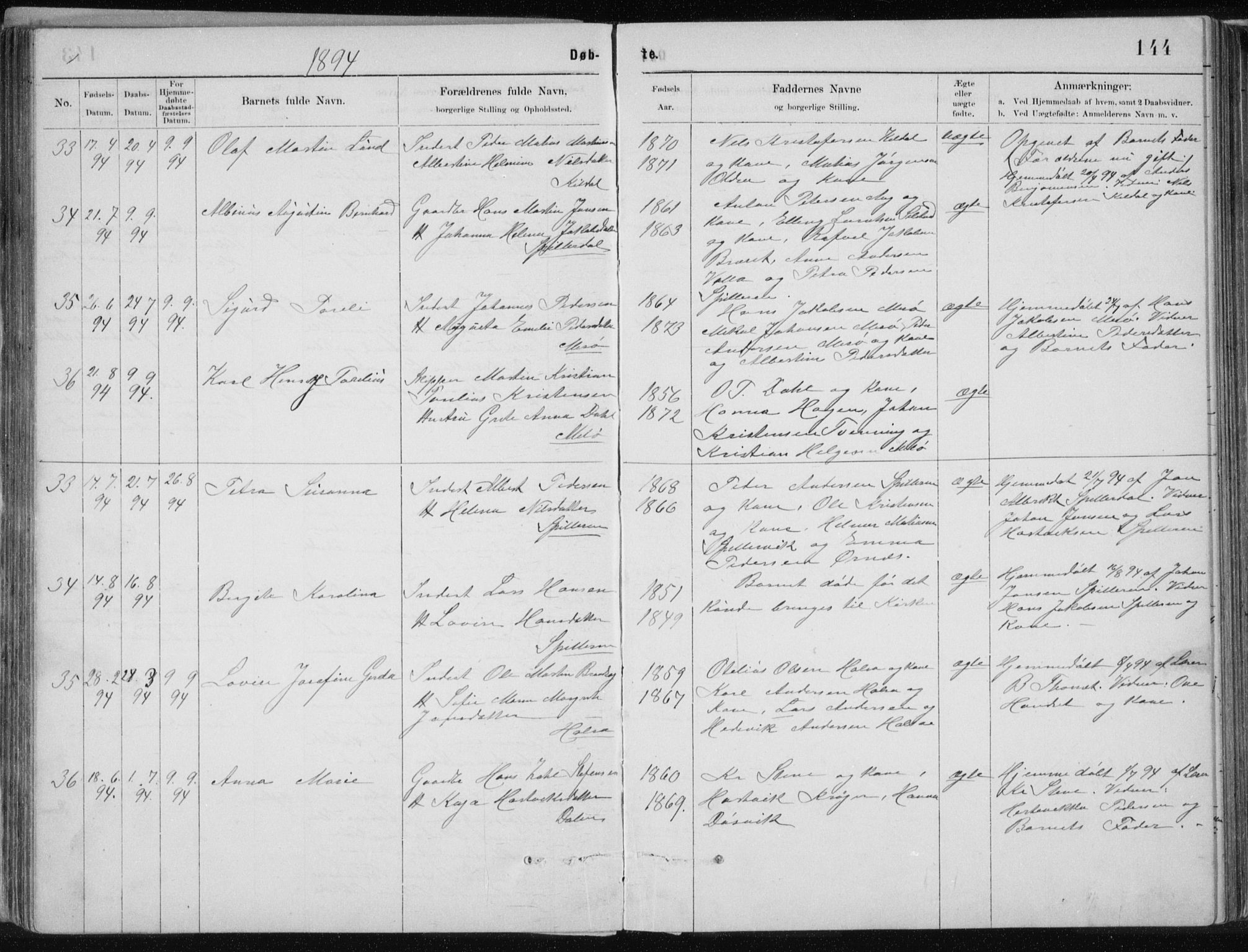 Ministerialprotokoller, klokkerbøker og fødselsregistre - Nordland, AV/SAT-A-1459/843/L0636: Parish register (copy) no. 843C05, 1884-1909, p. 144