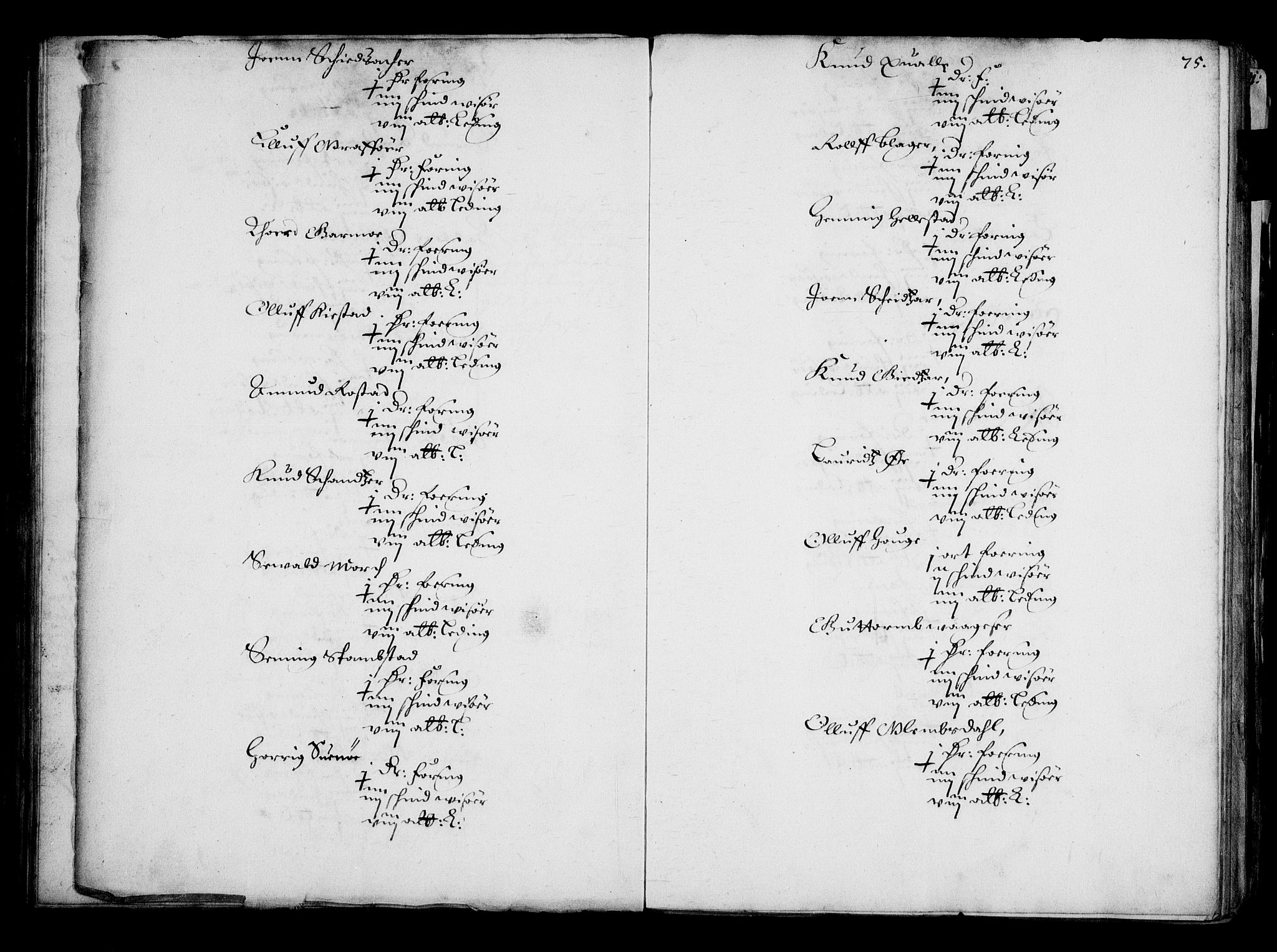 Rentekammeret inntil 1814, Realistisk ordnet avdeling, AV/RA-EA-4070/N/Na/L0001: [XI f]: Akershus stifts jordebok, 1652, p. 74b-75a