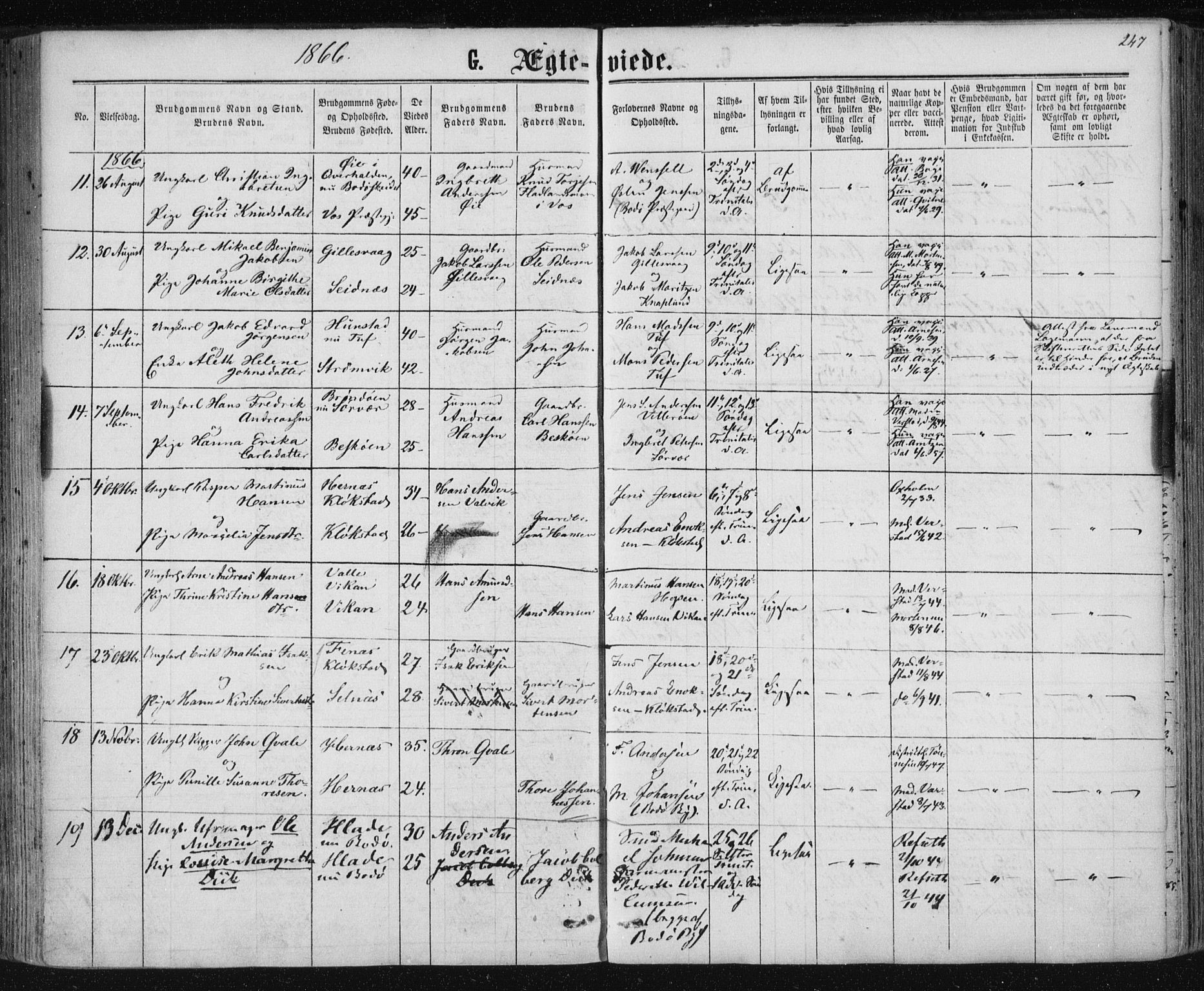 Ministerialprotokoller, klokkerbøker og fødselsregistre - Nordland, AV/SAT-A-1459/801/L0008: Parish register (official) no. 801A08, 1864-1875, p. 247