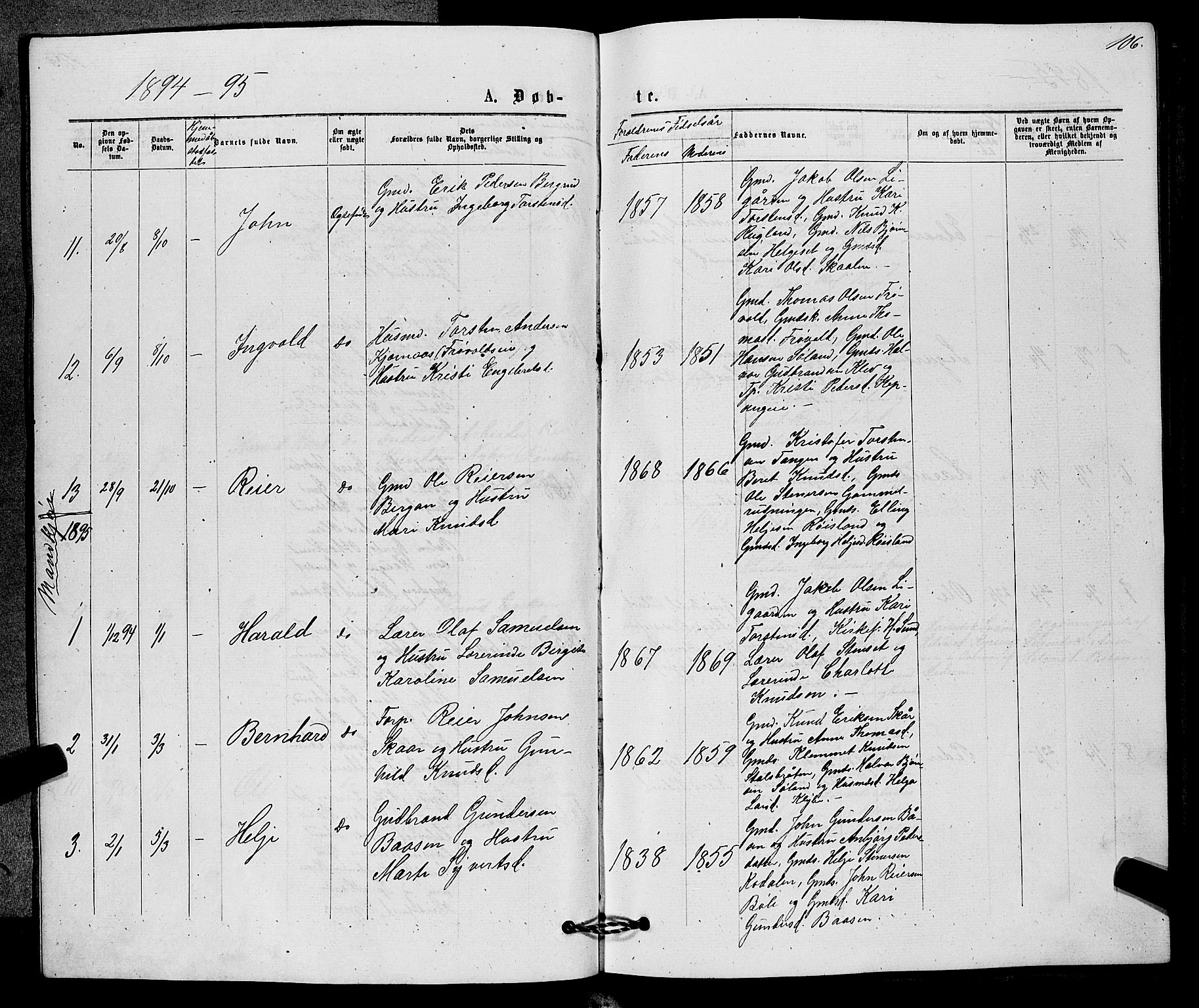 Sigdal kirkebøker, AV/SAKO-A-245/G/Gb/L0002: Parish register (copy) no. II 2, 1875-1900, p. 106