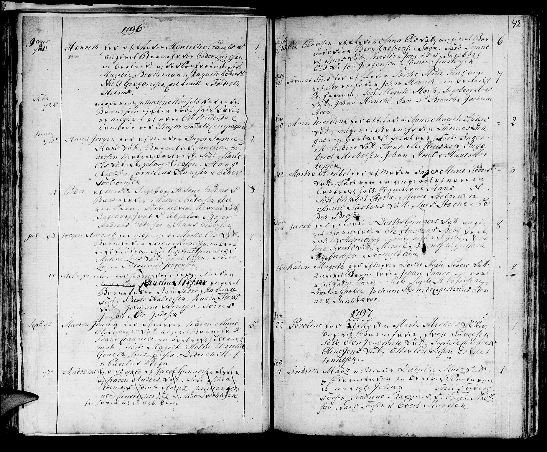 Domkirken sokneprestembete, SAB/A-74801/H/Haa/L0004: Parish register (official) no. A 4, 1763-1820, p. 42