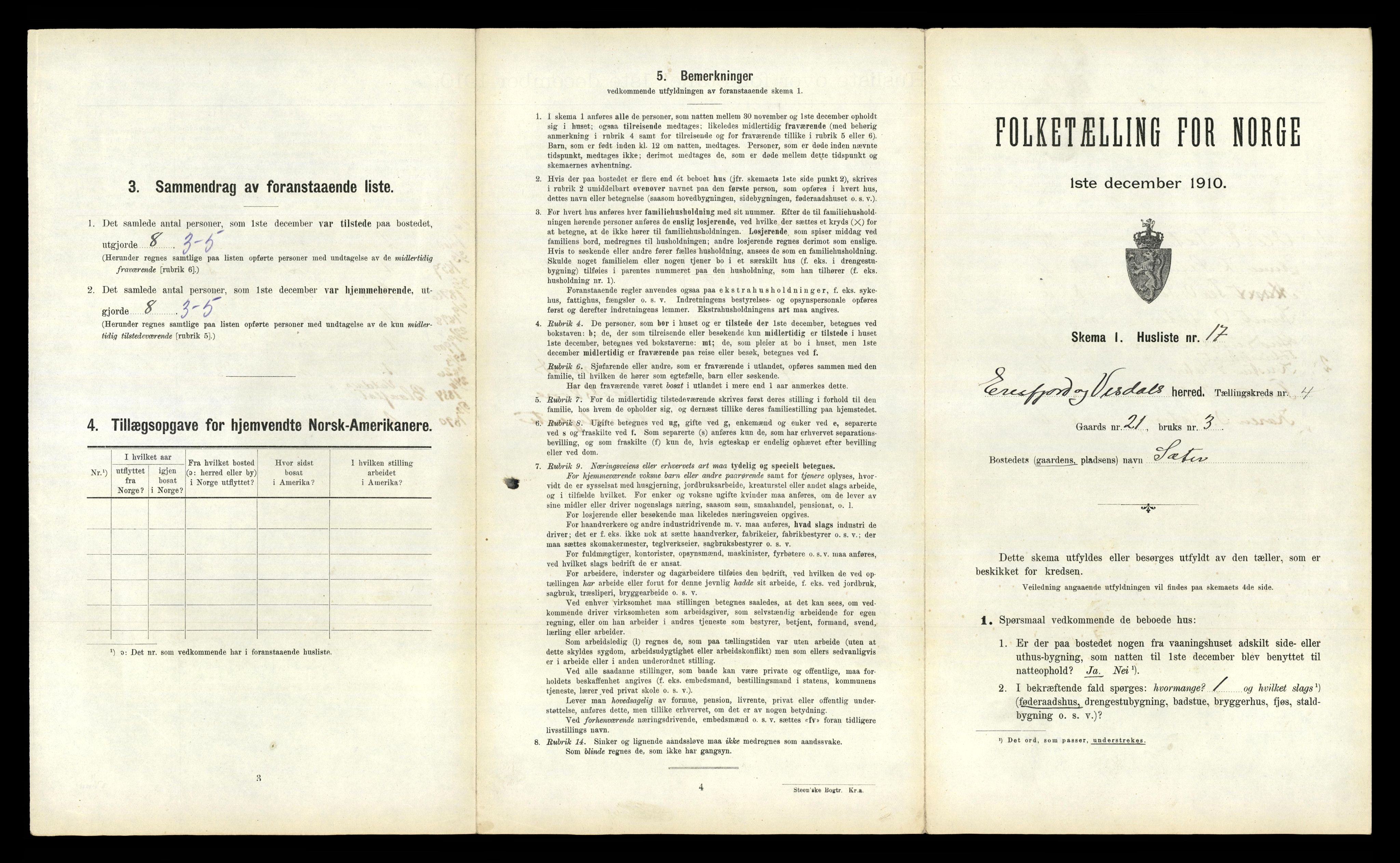 RA, 1910 census for Eresfjord og Vistdal, 1910, p. 265