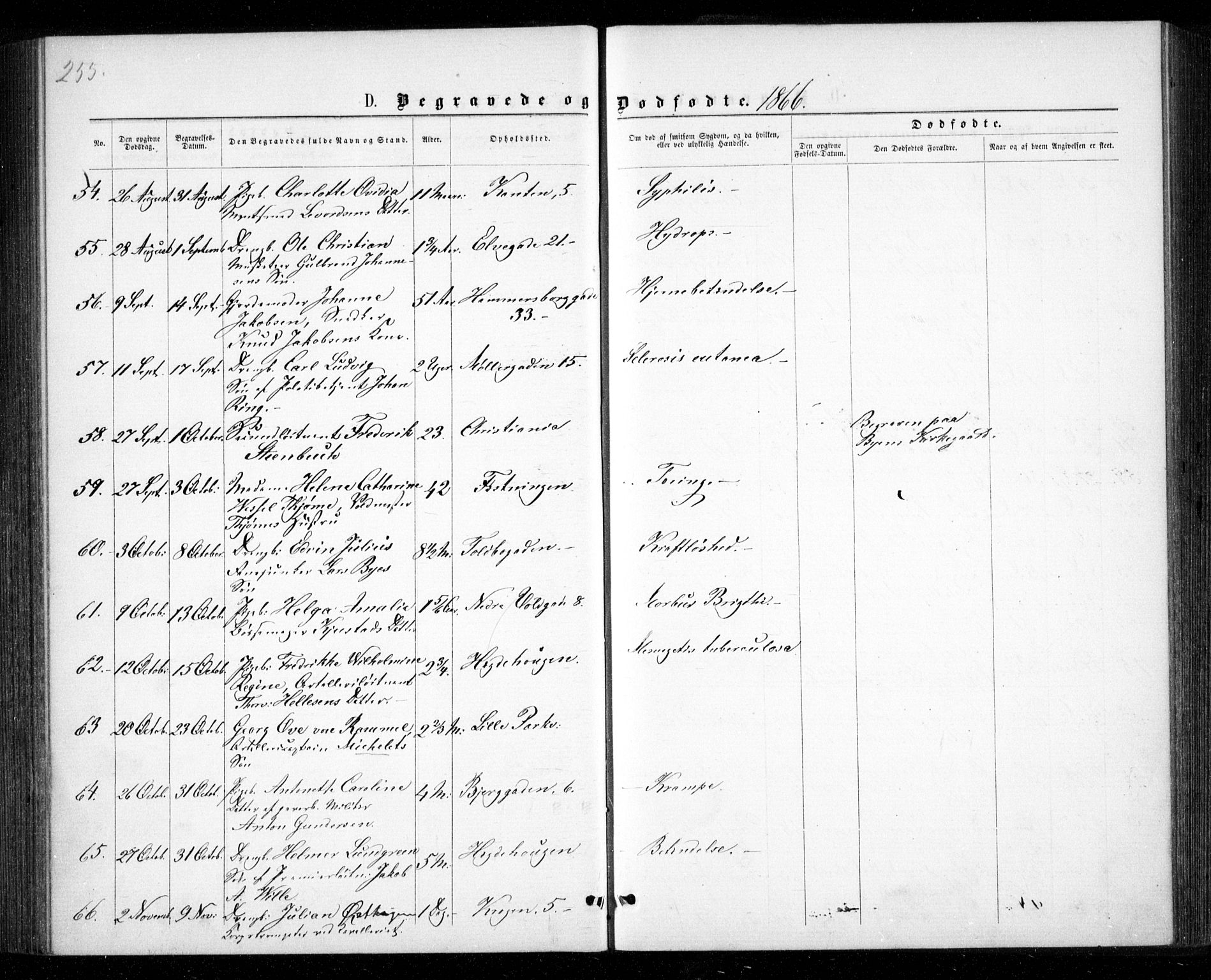 Garnisonsmenigheten Kirkebøker, AV/SAO-A-10846/G/Ga/L0006: Parish register (copy) no. 6, 1860-1880, p. 255