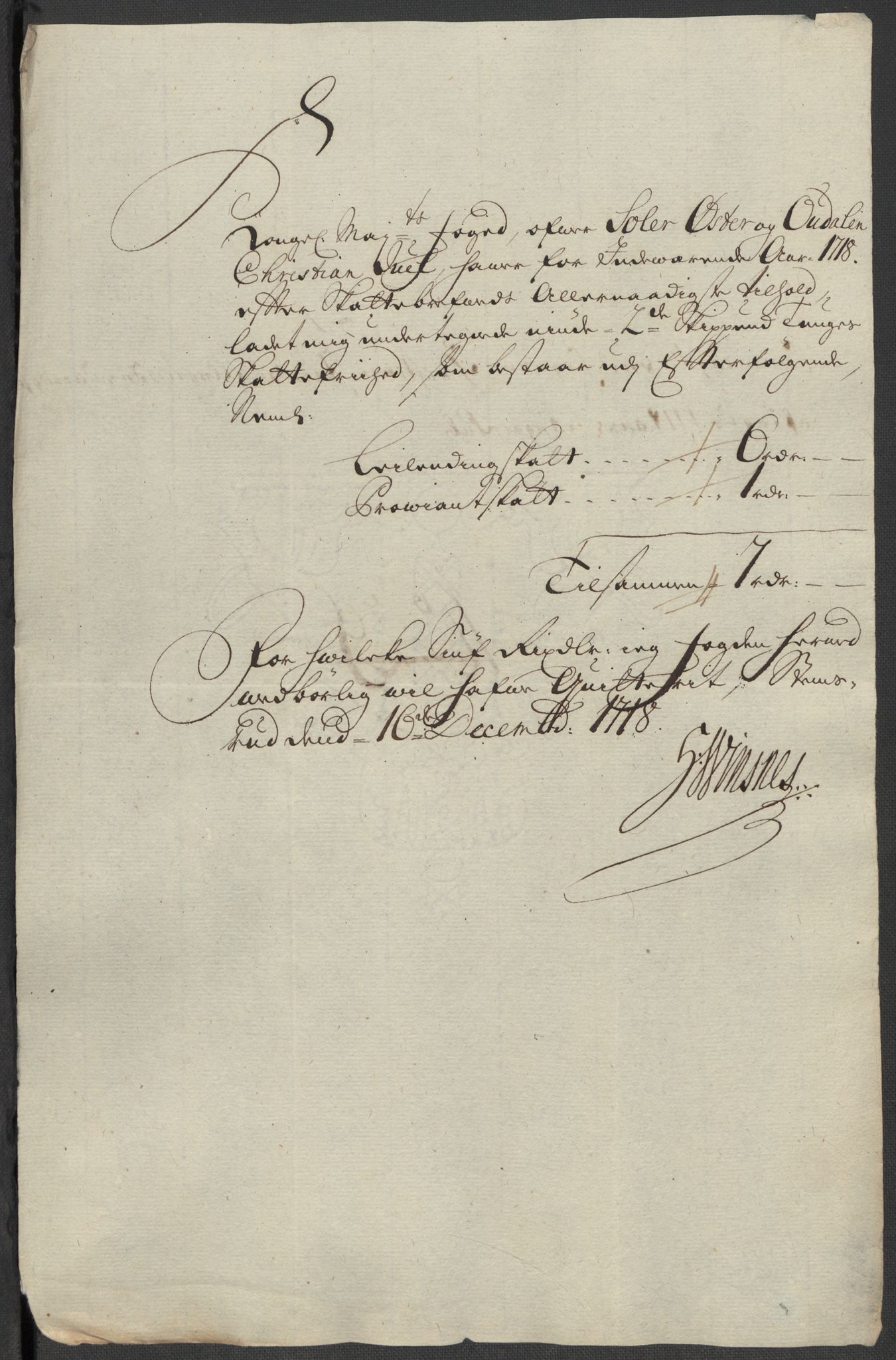 Rentekammeret inntil 1814, Reviderte regnskaper, Fogderegnskap, AV/RA-EA-4092/R13/L0857: Fogderegnskap Solør, Odal og Østerdal, 1718, p. 296