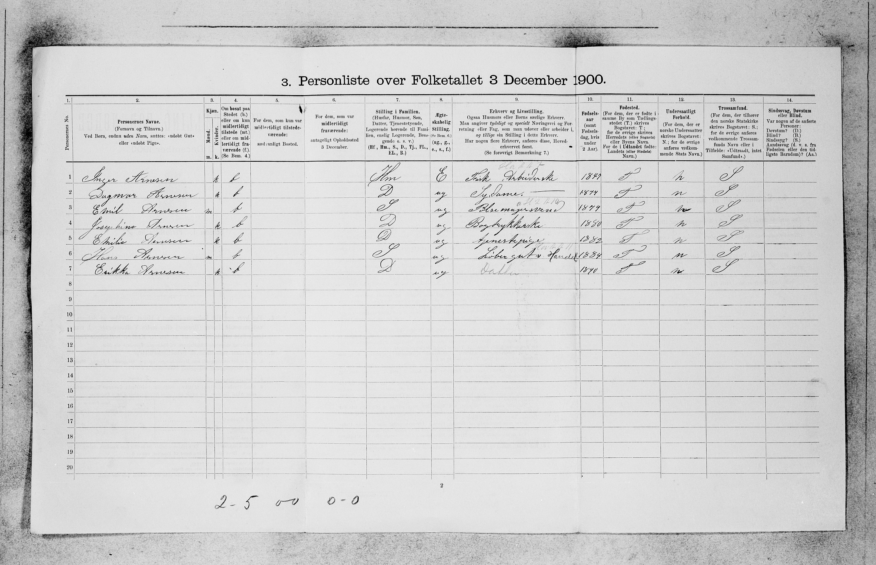 SAB, 1900 census for Bergen, 1900, p. 24211