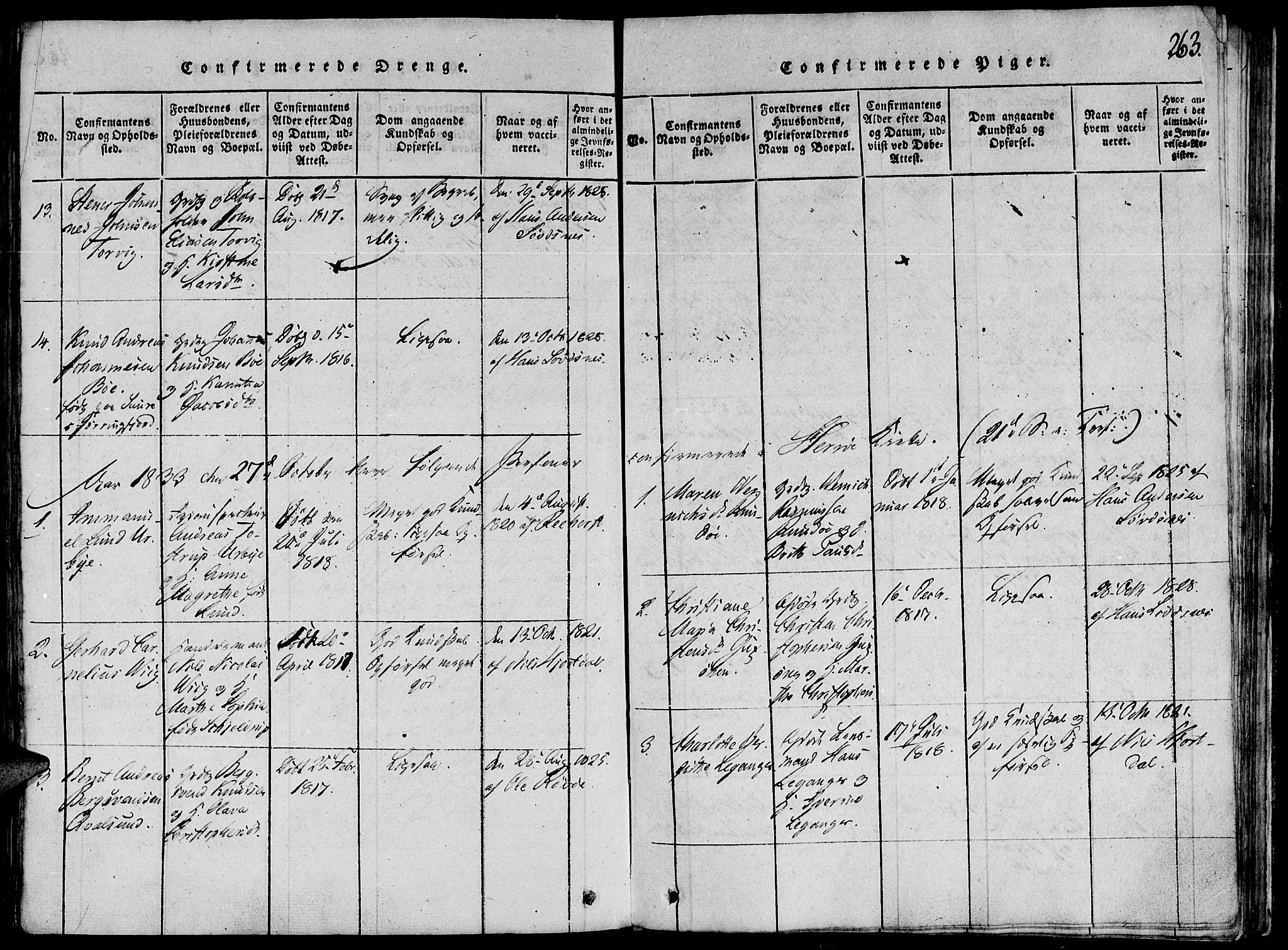 Ministerialprotokoller, klokkerbøker og fødselsregistre - Møre og Romsdal, AV/SAT-A-1454/507/L0069: Parish register (official) no. 507A04, 1816-1841, p. 263