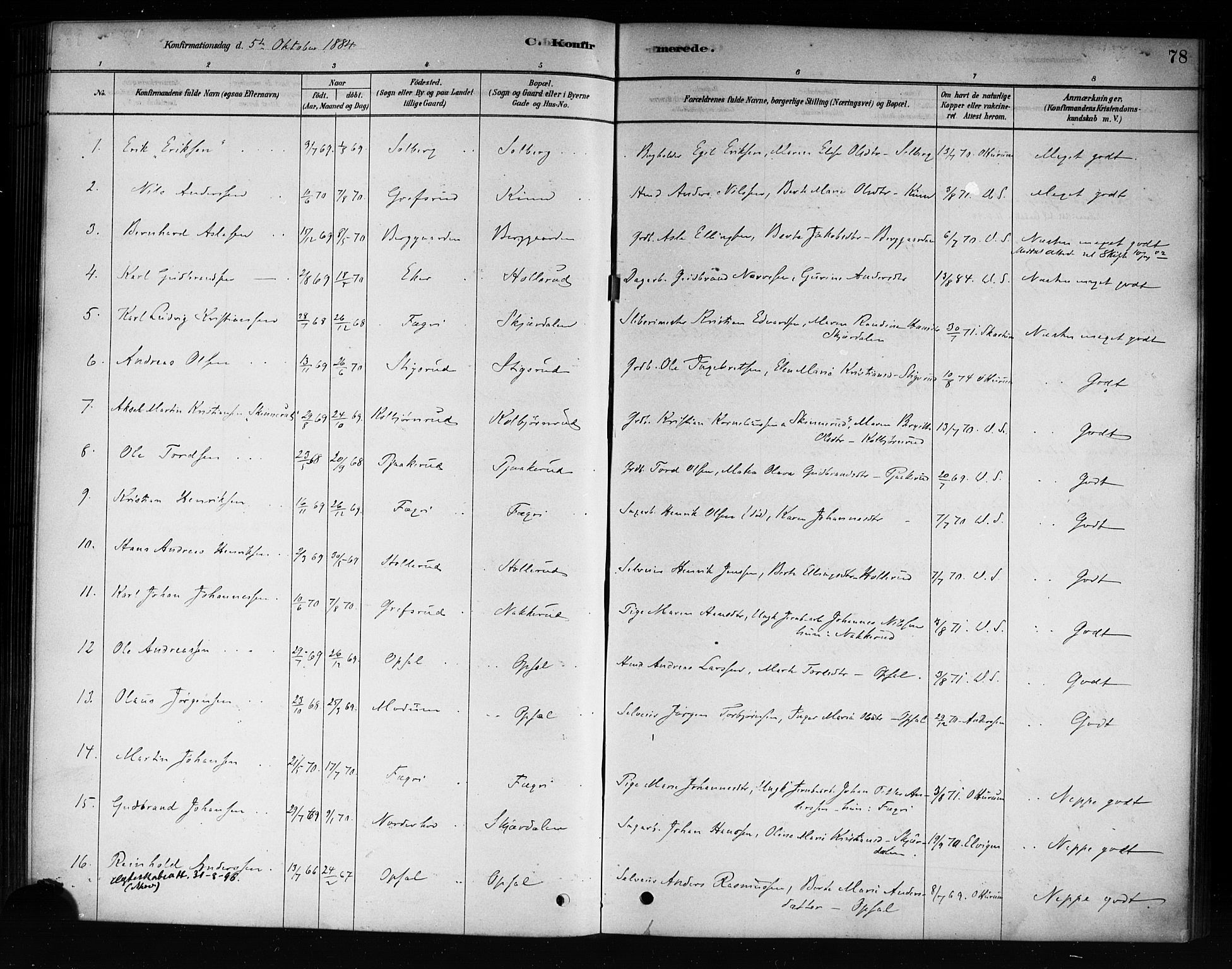 Hole kirkebøker, AV/SAKO-A-228/F/Fb/L0001: Parish register (official) no. II 1, 1878-1891, p. 78