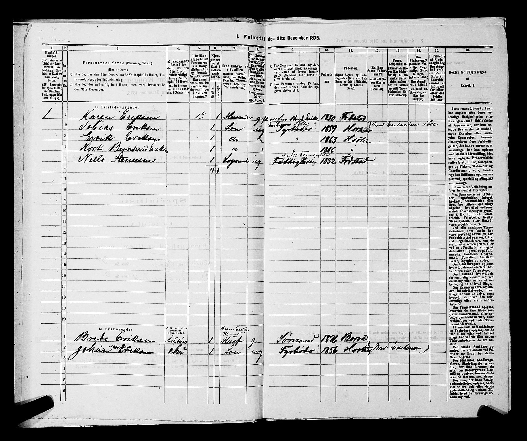 SAKO, 1875 census for 0703P Horten, 1875, p. 319