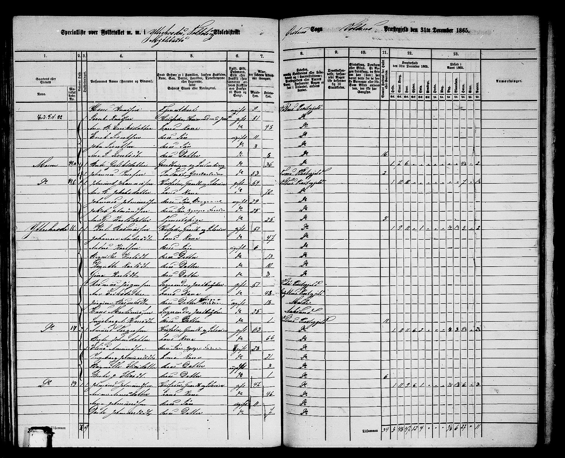 RA, 1865 census for Volda, 1865, p. 96