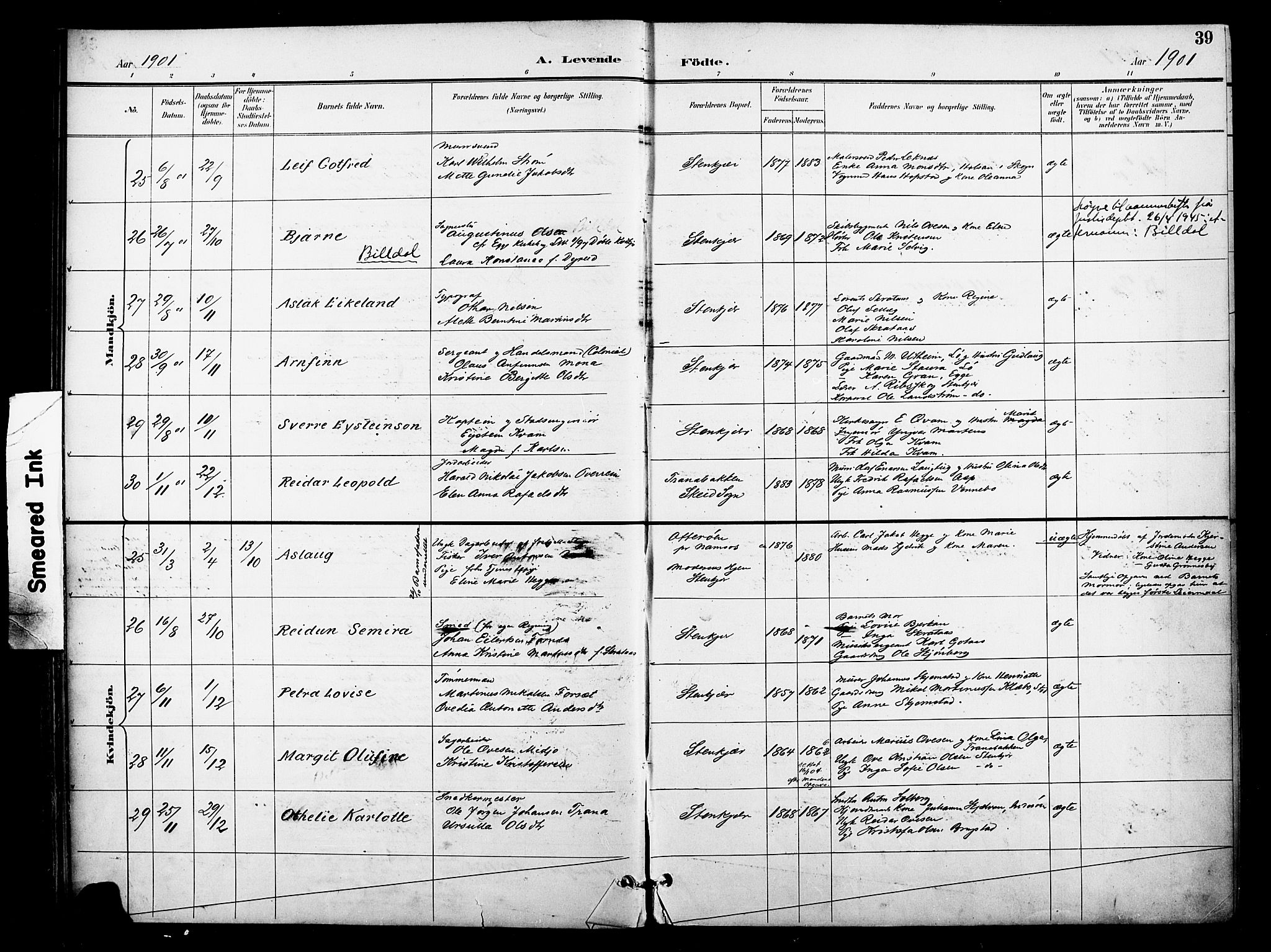 Ministerialprotokoller, klokkerbøker og fødselsregistre - Nord-Trøndelag, AV/SAT-A-1458/739/L0372: Parish register (official) no. 739A04, 1895-1903, p. 39