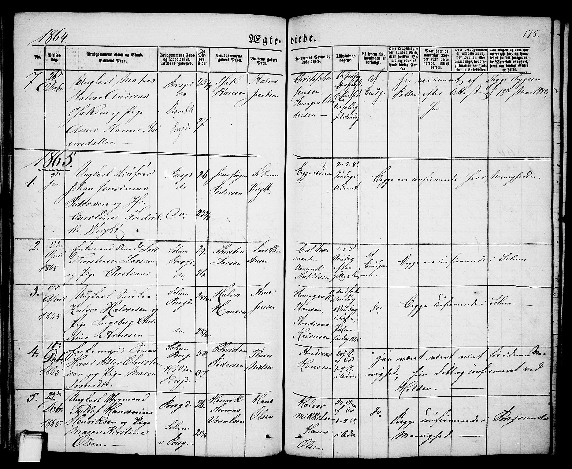 Porsgrunn kirkebøker , AV/SAKO-A-104/G/Ga/L0002: Parish register (copy) no. I 2, 1847-1877, p. 175