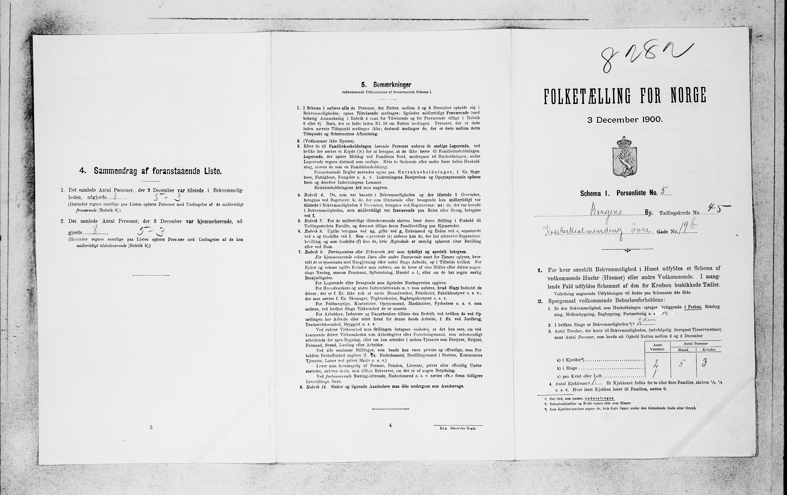 SAB, 1900 census for Bergen, 1900, p. 8425