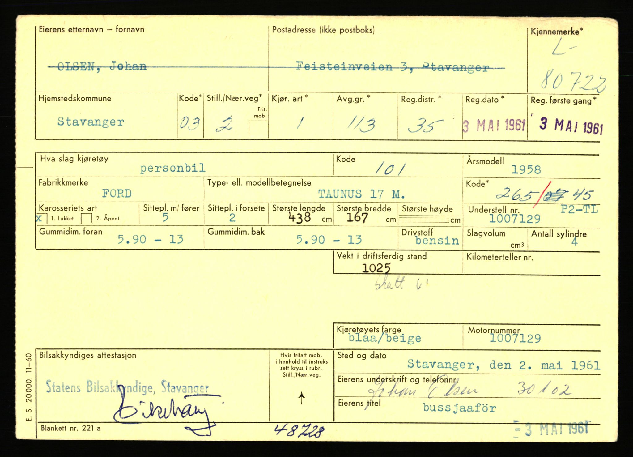 Stavanger trafikkstasjon, AV/SAST-A-101942/0/F/L0071: L-80500 - L-82199, 1930-1971, p. 355