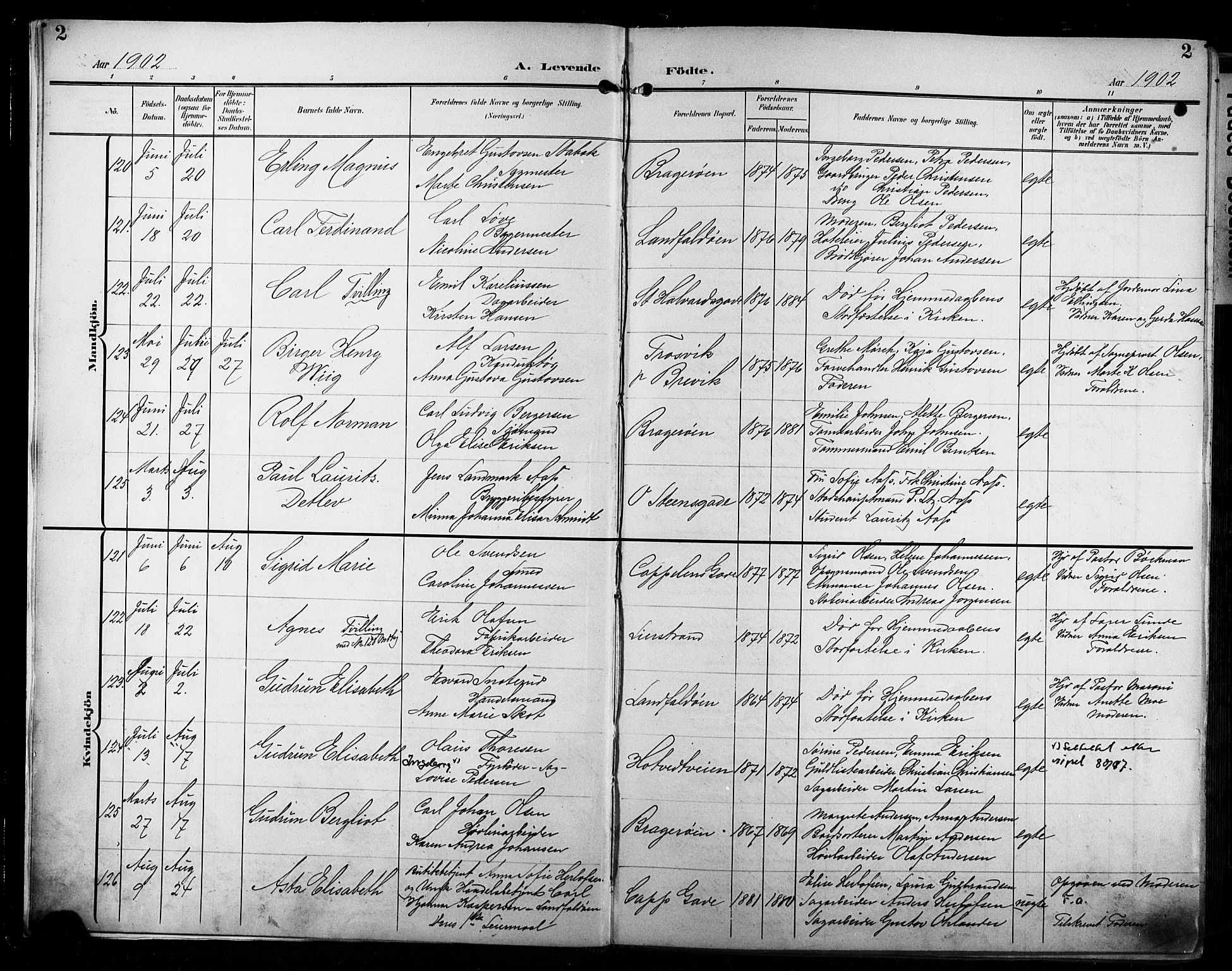 Bragernes kirkebøker, AV/SAKO-A-6/F/Fb/L0009: Parish register (official) no. II 9, 1902-1911, p. 2