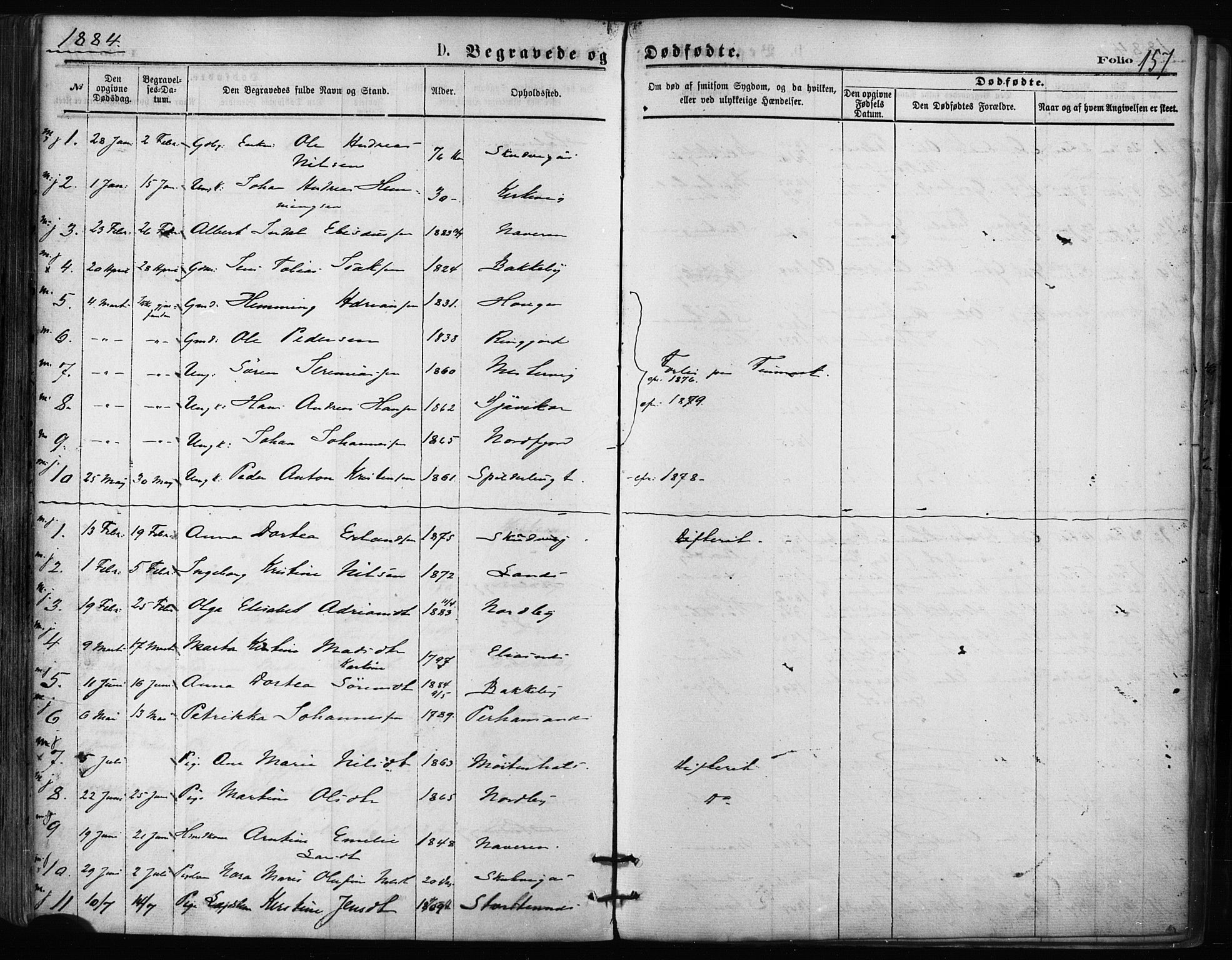 Balsfjord sokneprestembete, SATØ/S-1303/G/Ga/L0002kirke: Parish register (official) no. 2, 1871-1886, p. 157