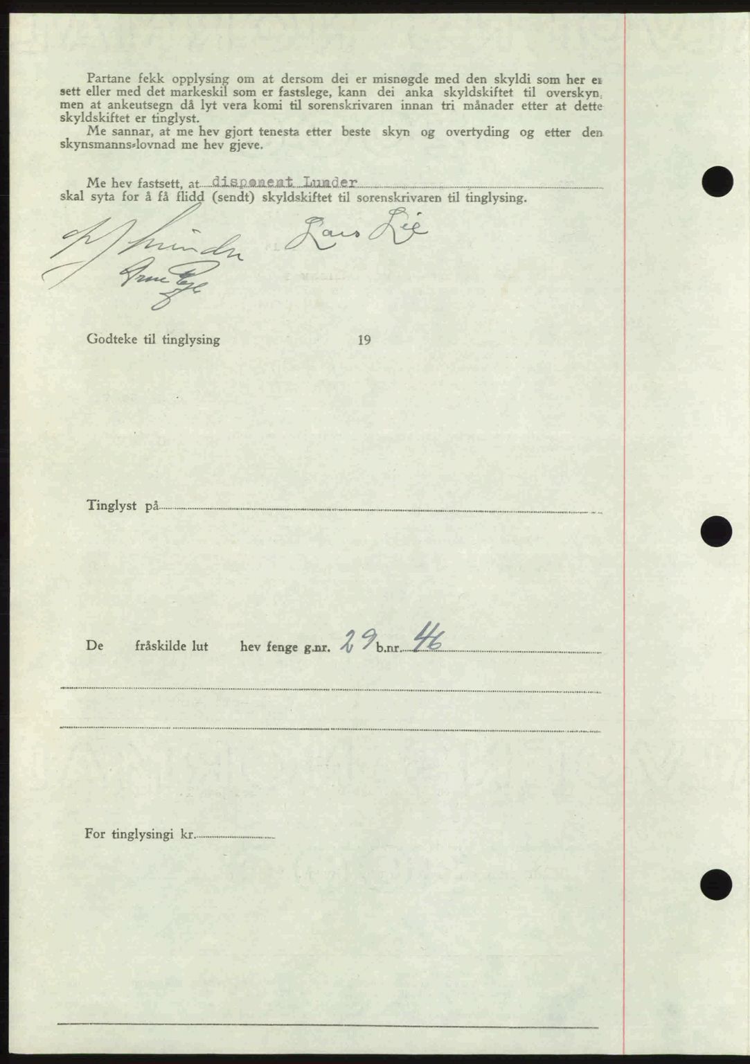 Romsdal sorenskriveri, AV/SAT-A-4149/1/2/2C: Mortgage book no. A21, 1946-1946, Diary no: : 2099/1946