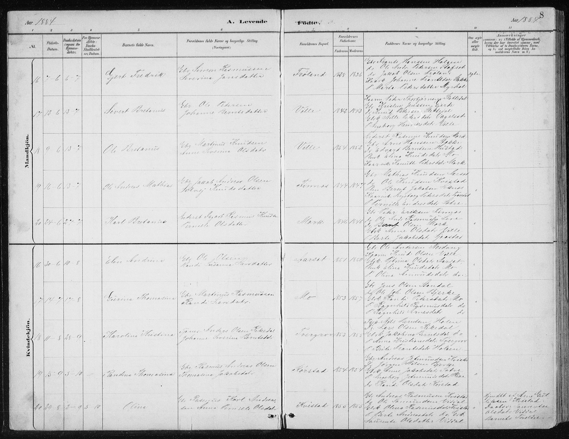 Ministerialprotokoller, klokkerbøker og fødselsregistre - Møre og Romsdal, AV/SAT-A-1454/515/L0215: Parish register (copy) no. 515C02, 1884-1906, p. 8