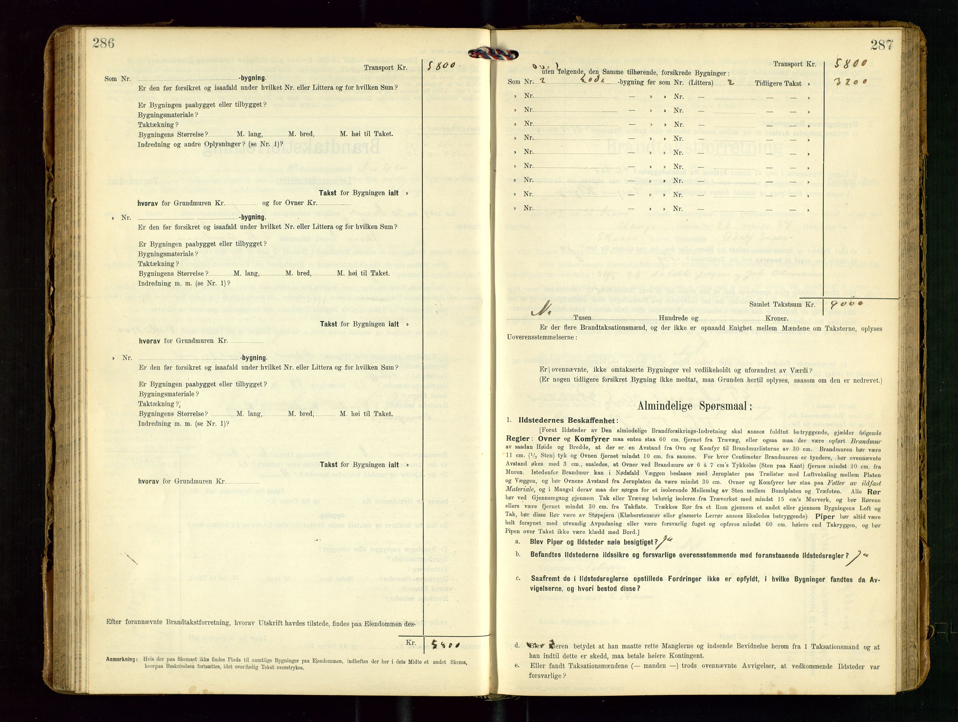 Torvestad lensmannskontor, SAST/A-100307/1/Gob/L0004: "Brandtaxationsprotokol for Torvestad Lensmannsdistrikt", 1909-1923, p. 286-287