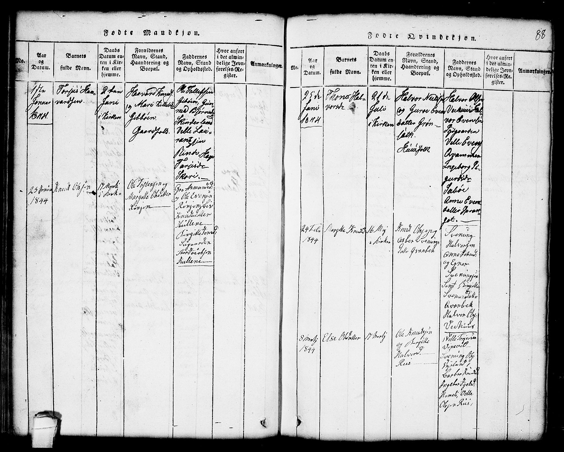 Seljord kirkebøker, AV/SAKO-A-20/G/Gc/L0001: Parish register (copy) no. III 1, 1815-1849, p. 88