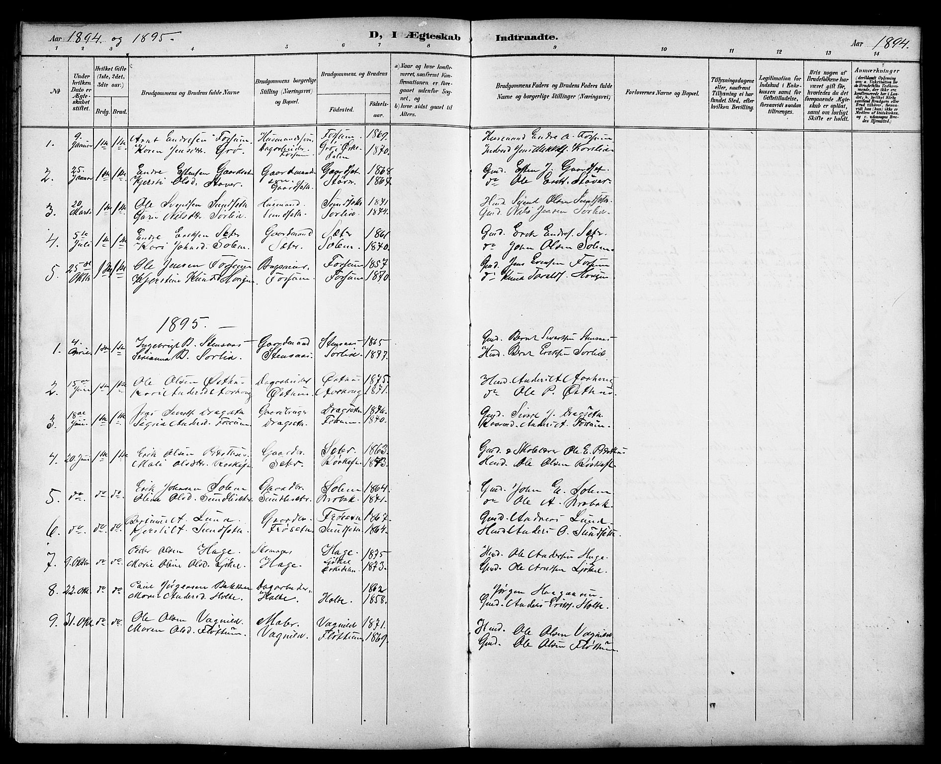 Ministerialprotokoller, klokkerbøker og fødselsregistre - Sør-Trøndelag, AV/SAT-A-1456/689/L1044: Parish register (copy) no. 689C03, 1893-1922