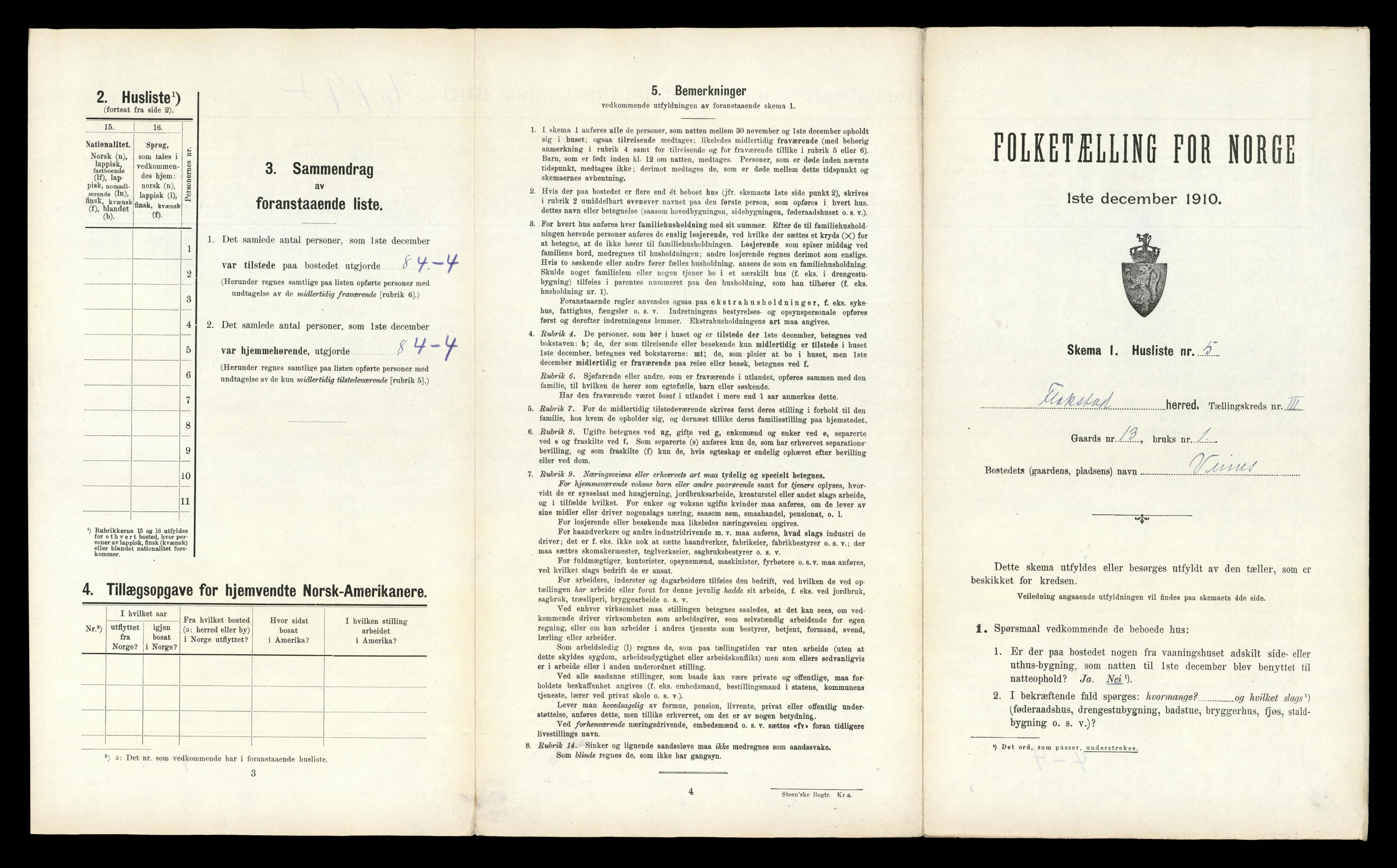 RA, 1910 census for Flakstad, 1910, p. 276