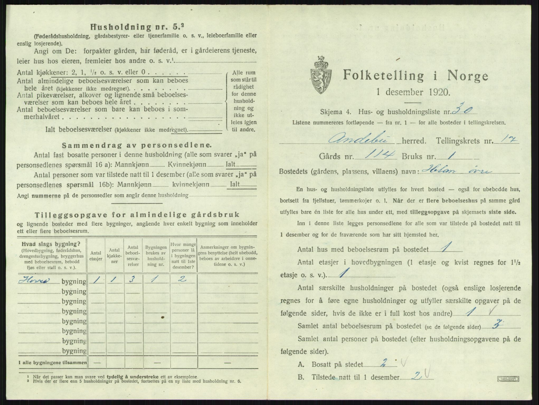 SAKO, 1920 census for Andebu, 1920, p. 975