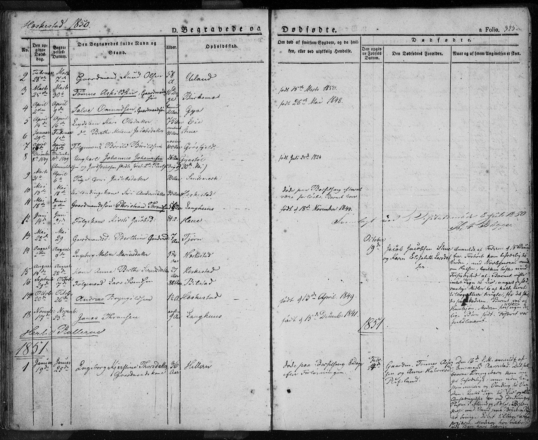 Lund sokneprestkontor, AV/SAST-A-101809/S06/L0008: Parish register (official) no. A 7.2, 1833-1854, p. 325
