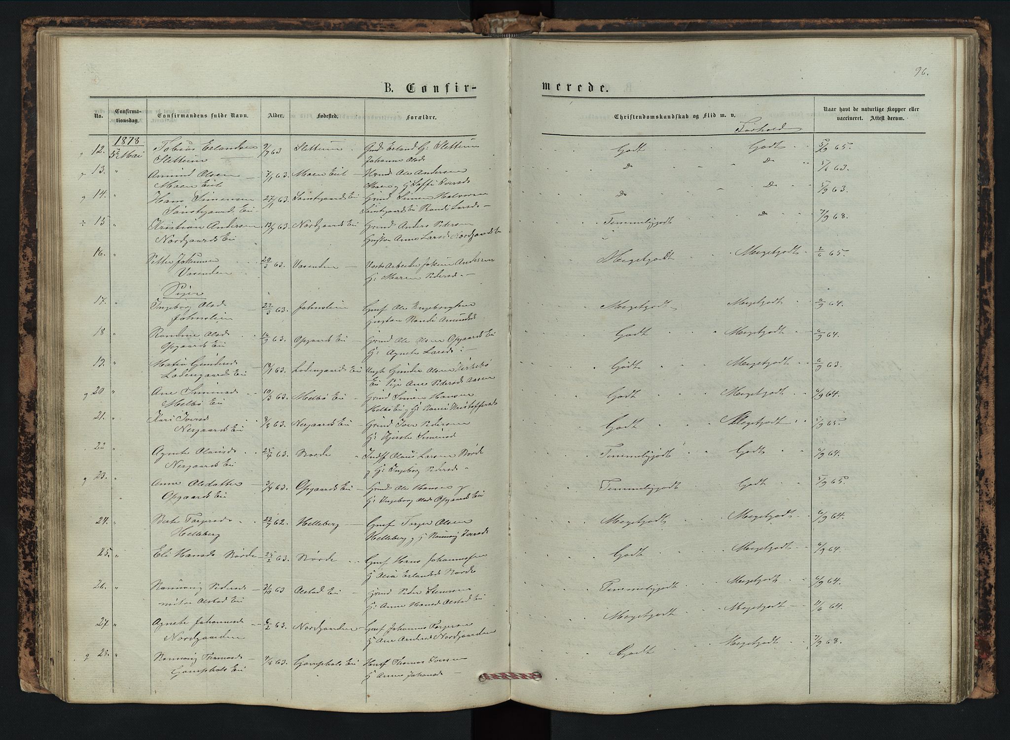 Vestre Gausdal prestekontor, SAH/PREST-094/H/Ha/Hab/L0002: Parish register (copy) no. 2, 1874-1897, p. 96