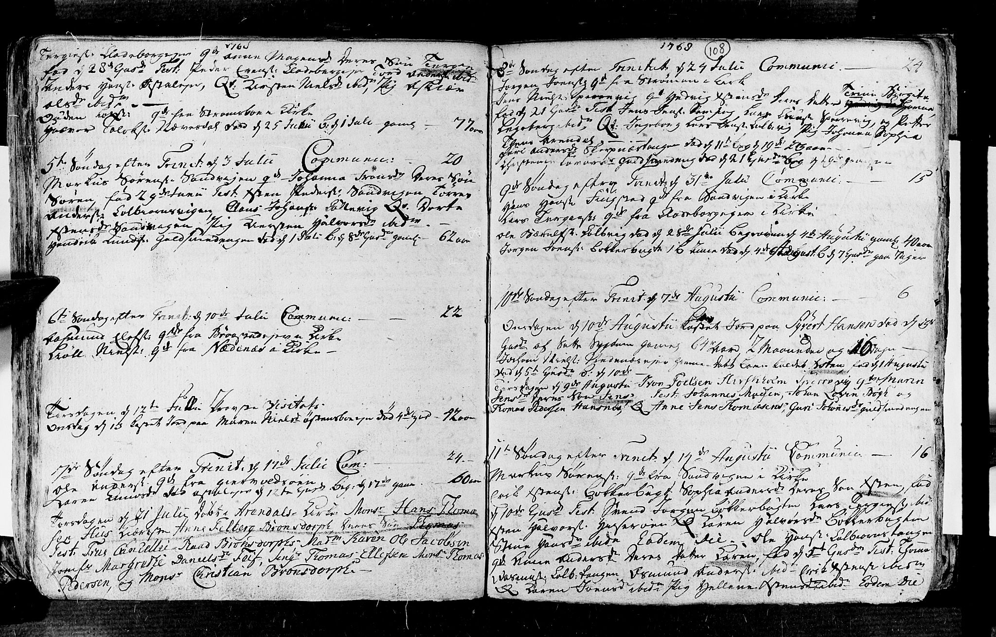 Øyestad sokneprestkontor, AV/SAK-1111-0049/F/Fa/L0006: Parish register (official) no. A 6, 1758-1776, p. 108