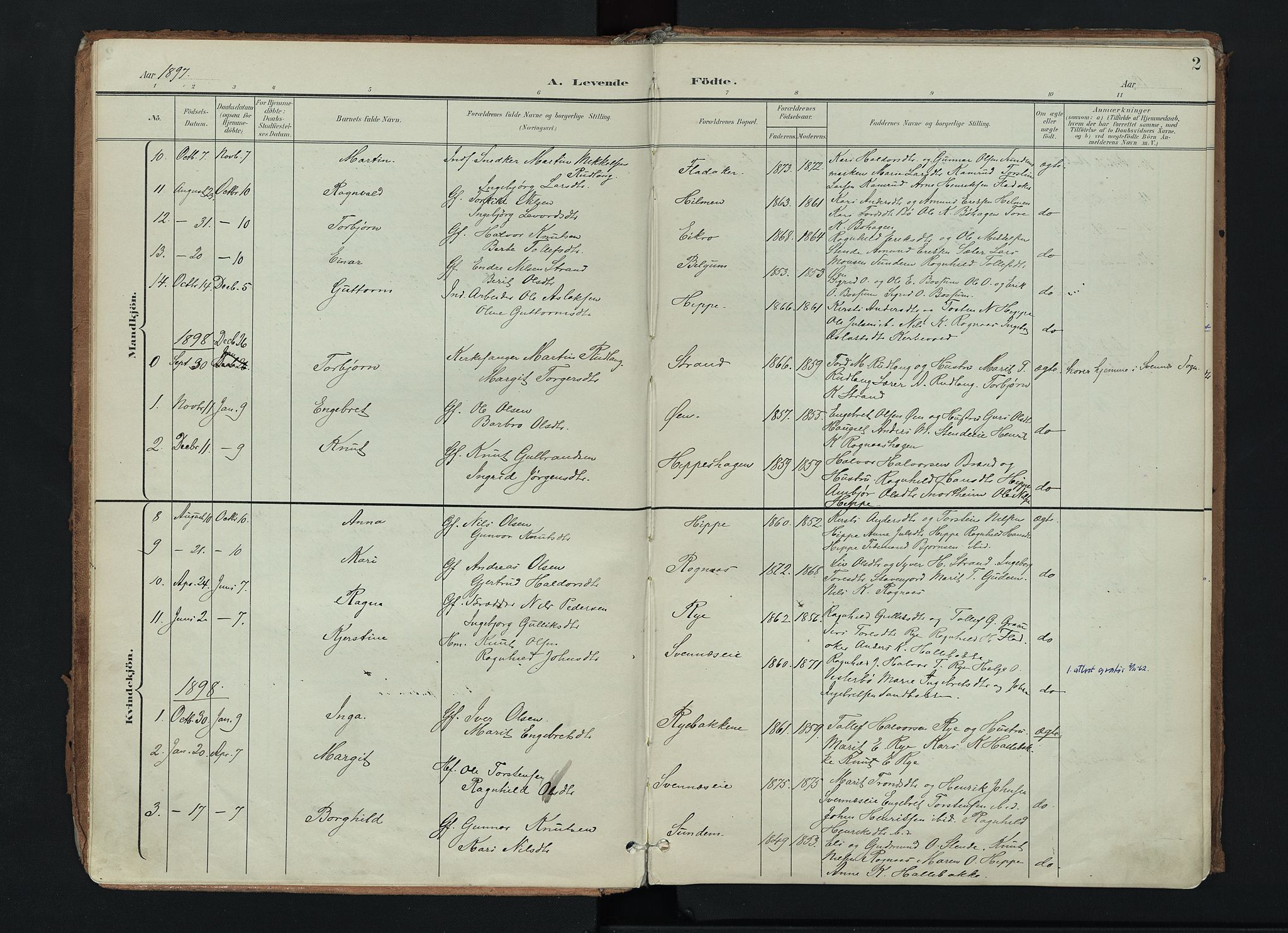 Nord-Aurdal prestekontor, SAH/PREST-132/H/Ha/Haa/L0017: Parish register (official) no. 17, 1897-1926, p. 2