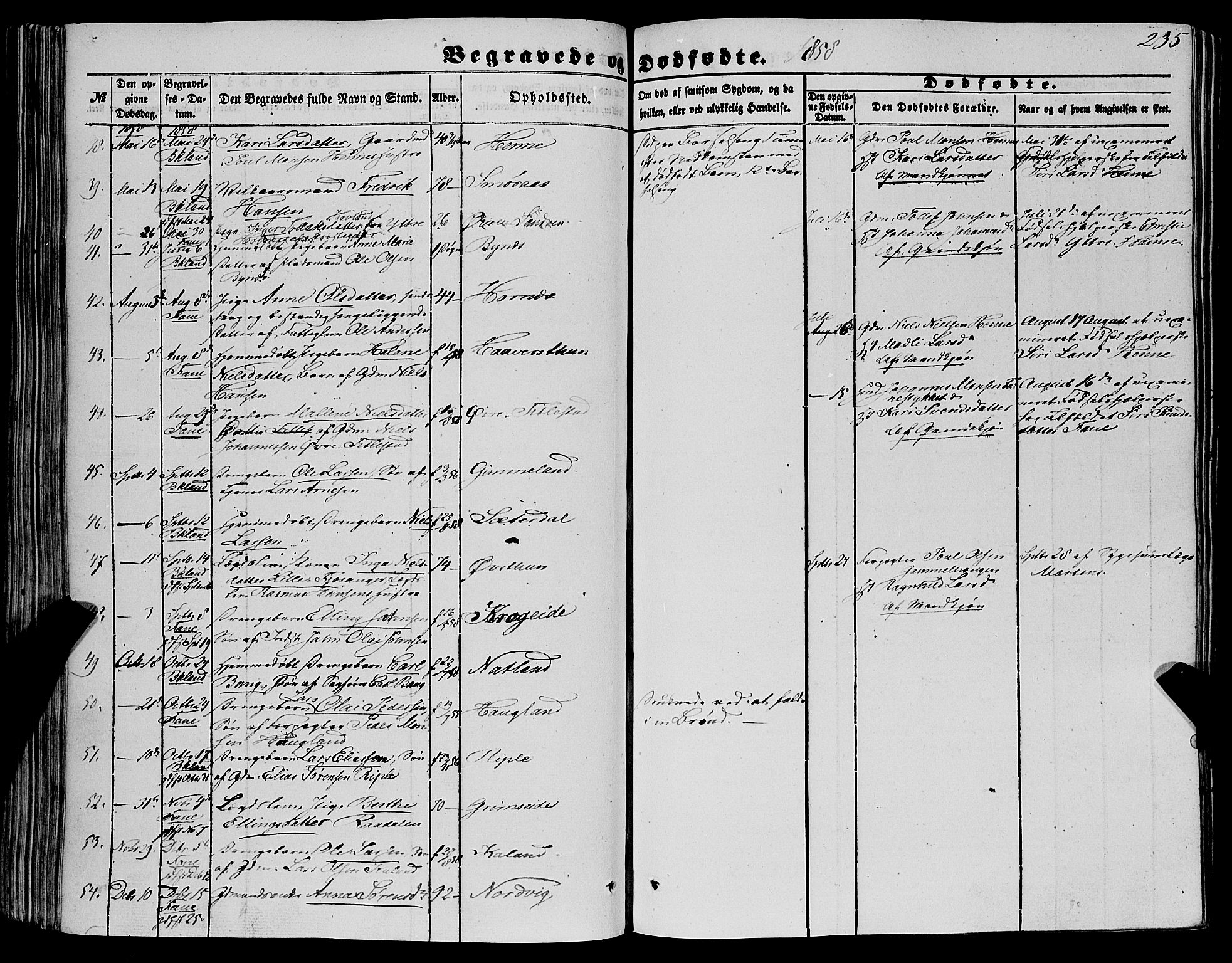 Fana Sokneprestembete, AV/SAB-A-75101/H/Haa/Haaa/L0011: Parish register (official) no. A 11, 1851-1862, p. 235