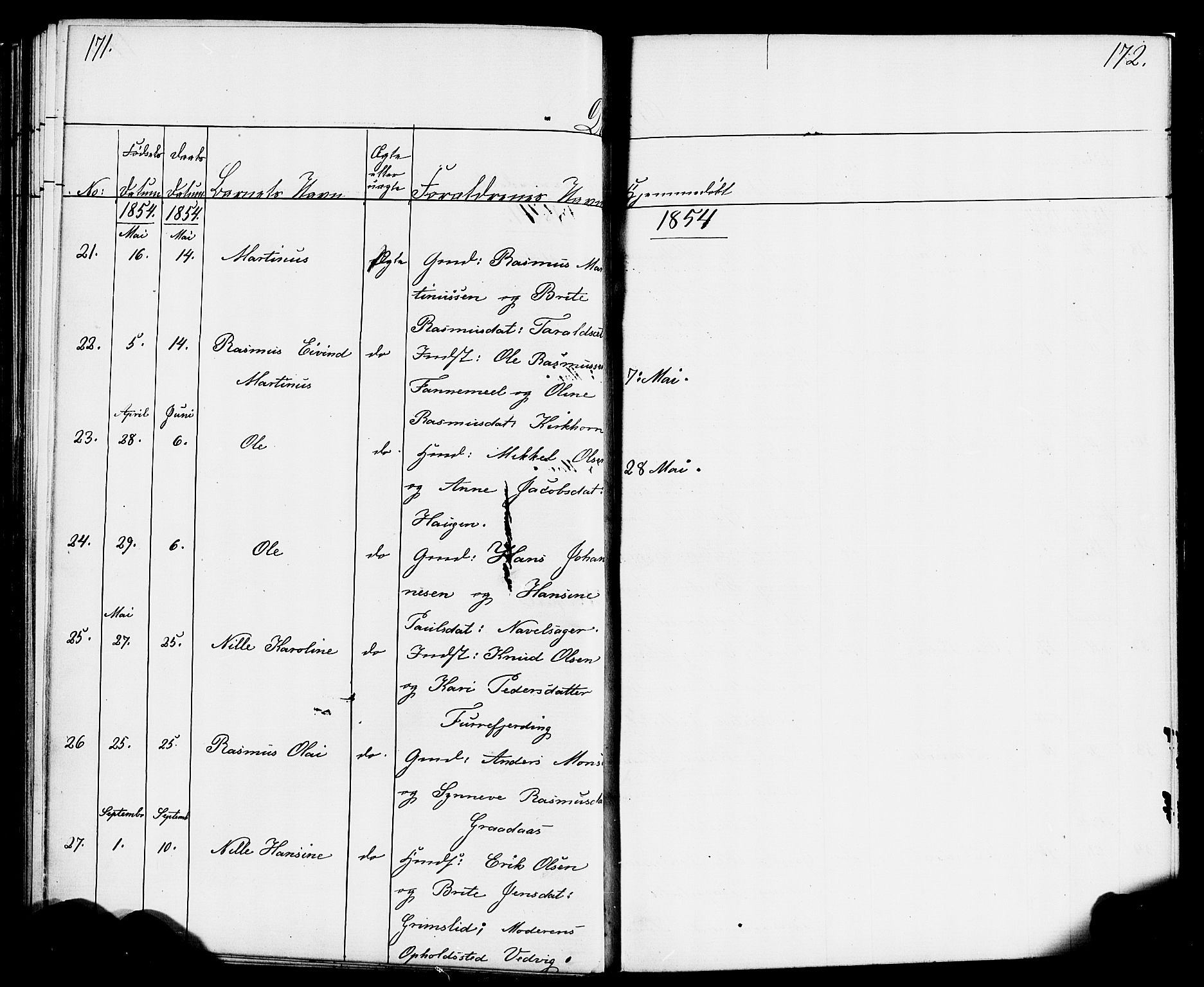 Hornindal sokneprestembete, AV/SAB-A-82401/H/Haa/Haaa/L0001: Parish register (official) no. A 1, 1837-1866, p. 172-173